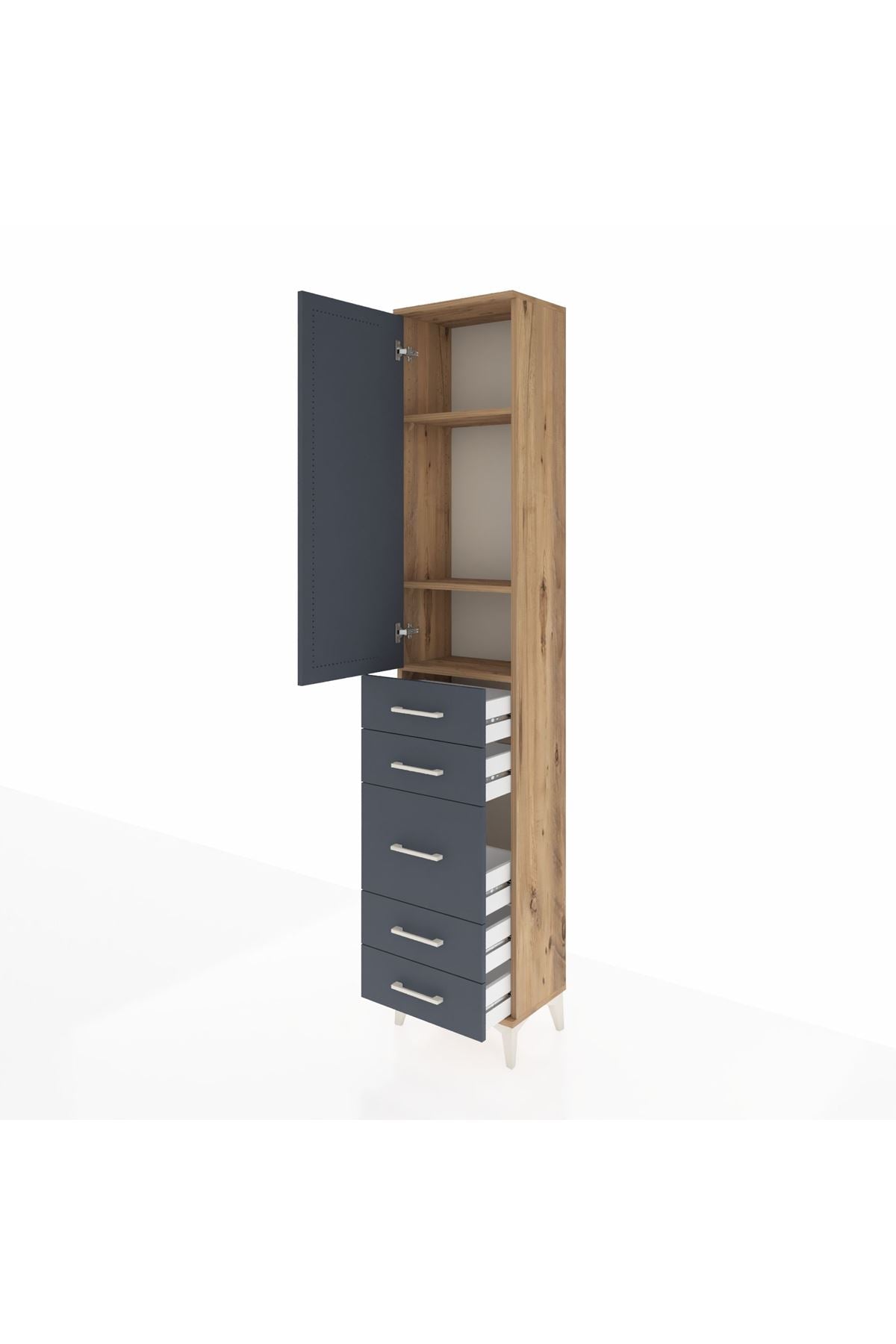 Arges Dolap 3 Raflı 5 Çekmeceli Tek Kapaklı 44x30x221 - S28M113V8A