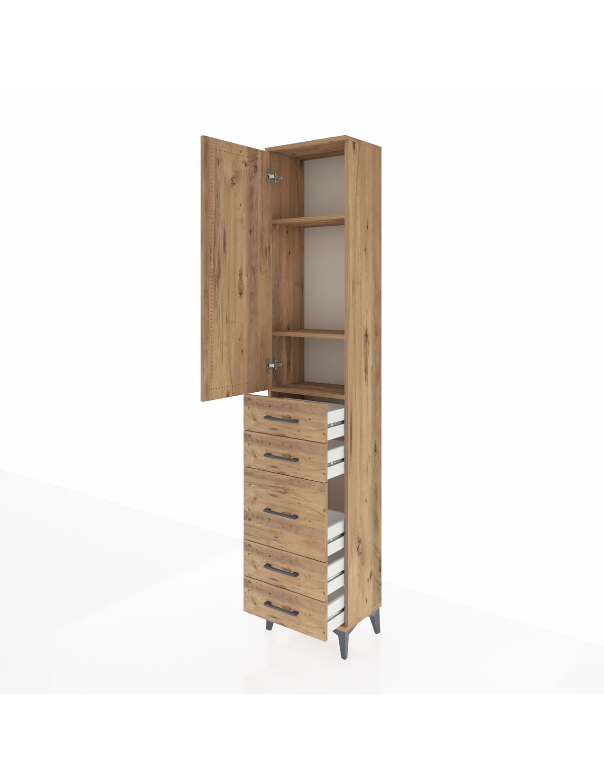 Arges Dolap 3 Raflı 5 Çekmeceli Tek Kapaklı 44x30x221 - S28M113V9A