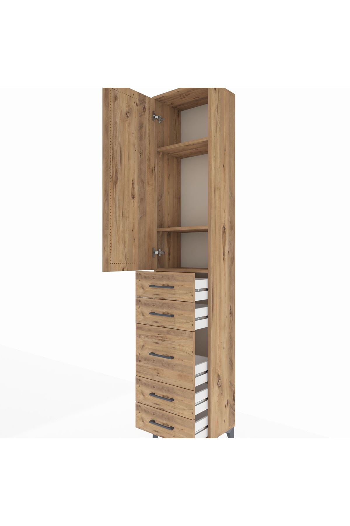 Arges Dolap 3 Raflı 5 Çekmeceli Tek Kapaklı 44x30x221 - S28M113V9A