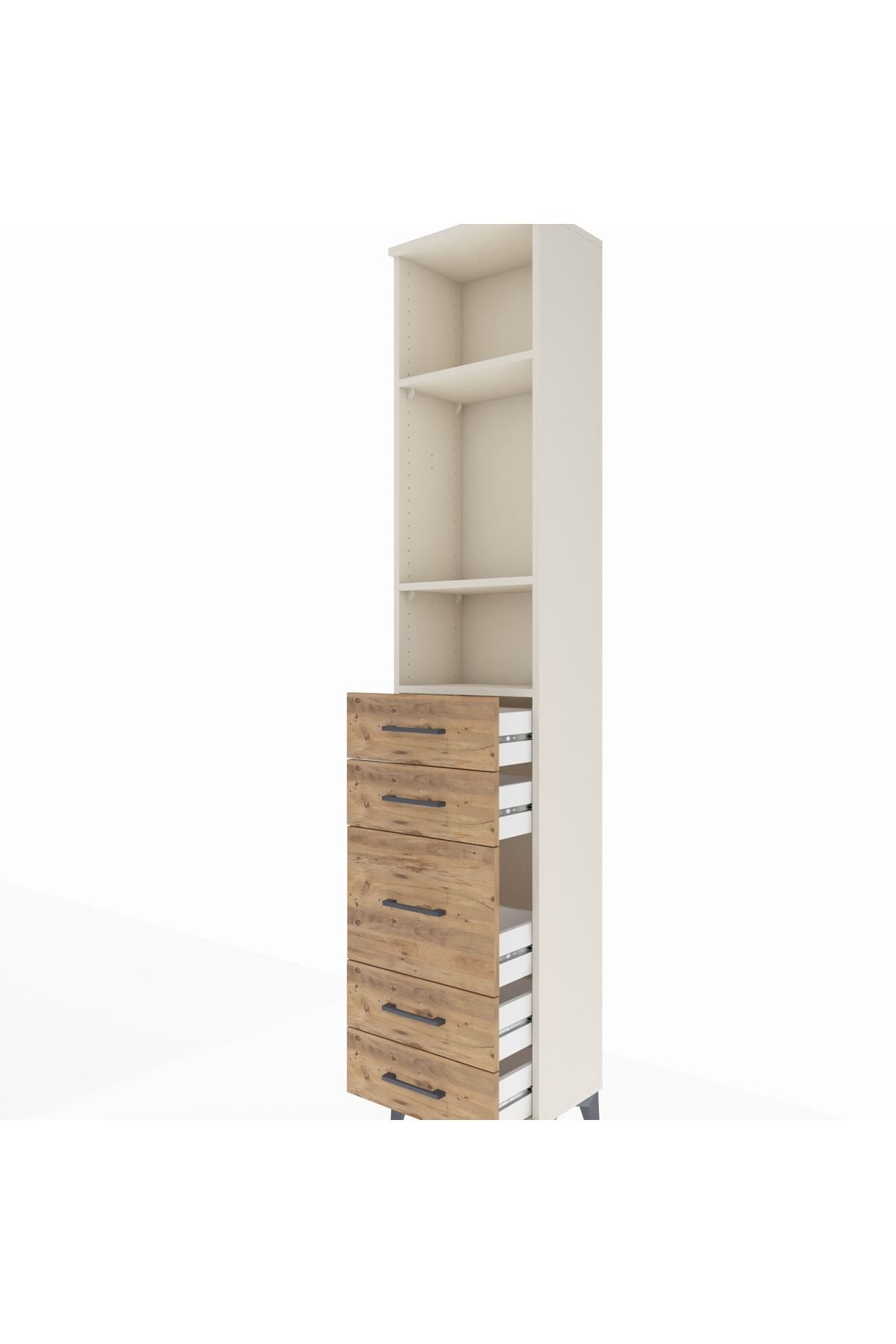 Arges Dolap 3 Raflı 5 Çekmeceli 44x30x221 - S28M114V3A