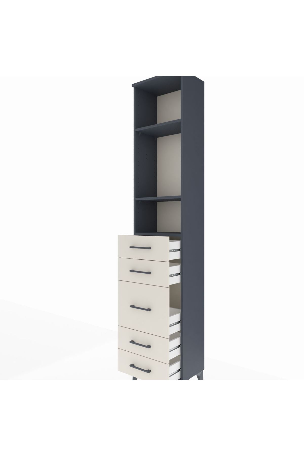 Arges Dolap 3 Raflı 5 Çekmeceli 44x30x221 - S28M114V4A