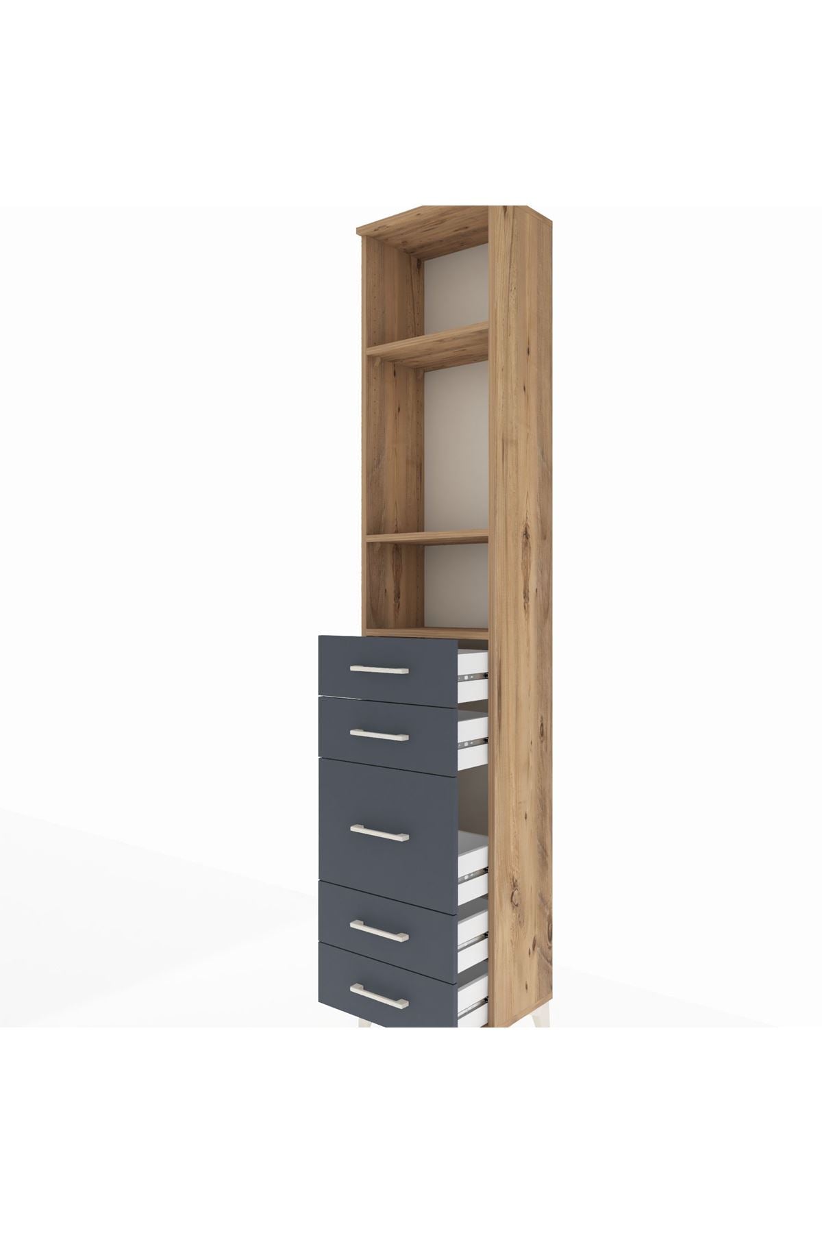Arges Dolap 3 Raflı 5 Çekmeceli 44x30x221 - S28M114V8A