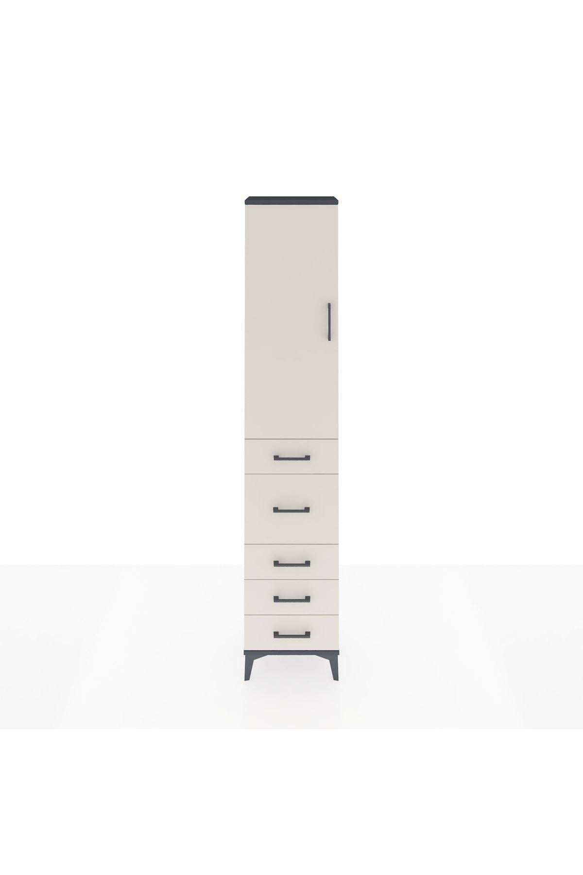 Arges Dolap 2 Raflı 5 Çekmeceli Tek Askılı 44x30x221 - S28M115V4A