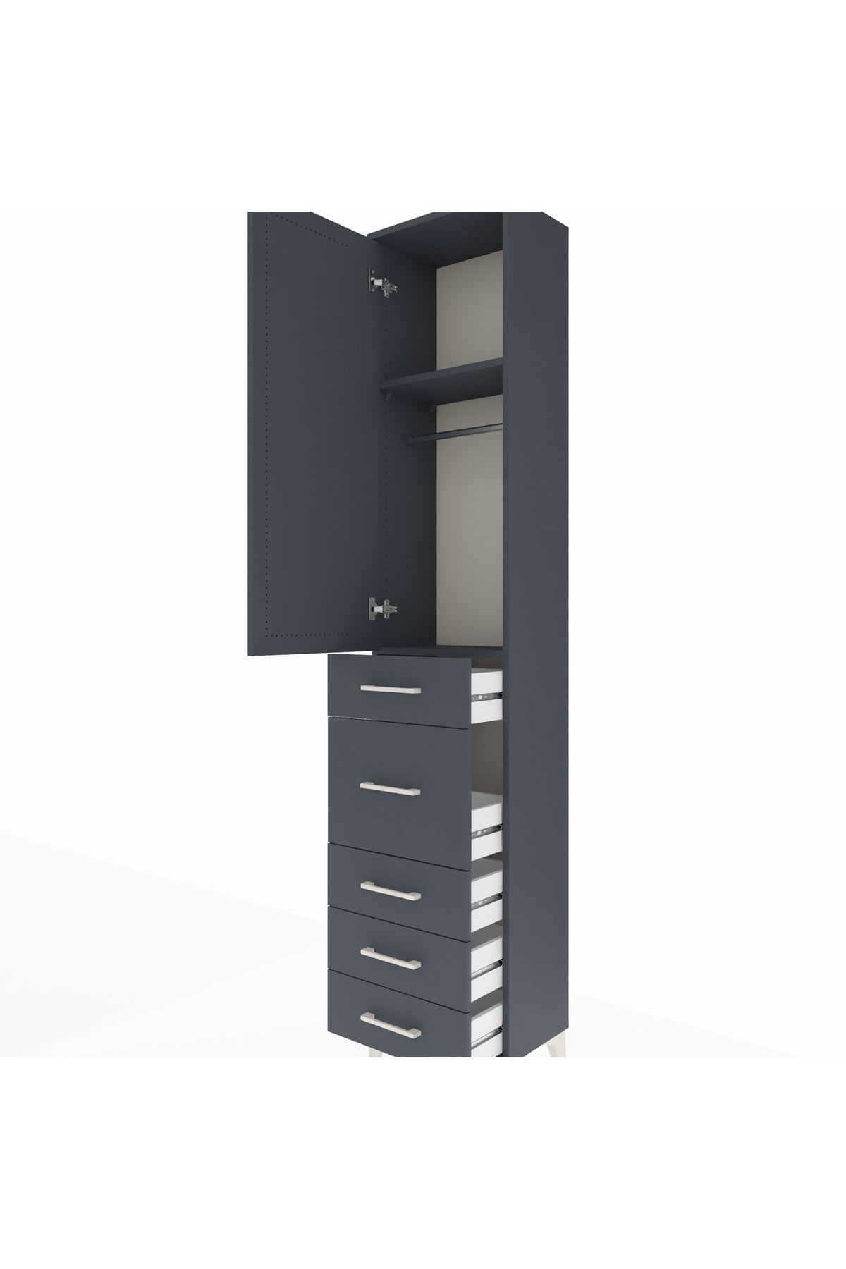 Arges Dolap 2 Raflı 5 Çekmeceli Tek Askılı 44x30x221 - S28M115V5A