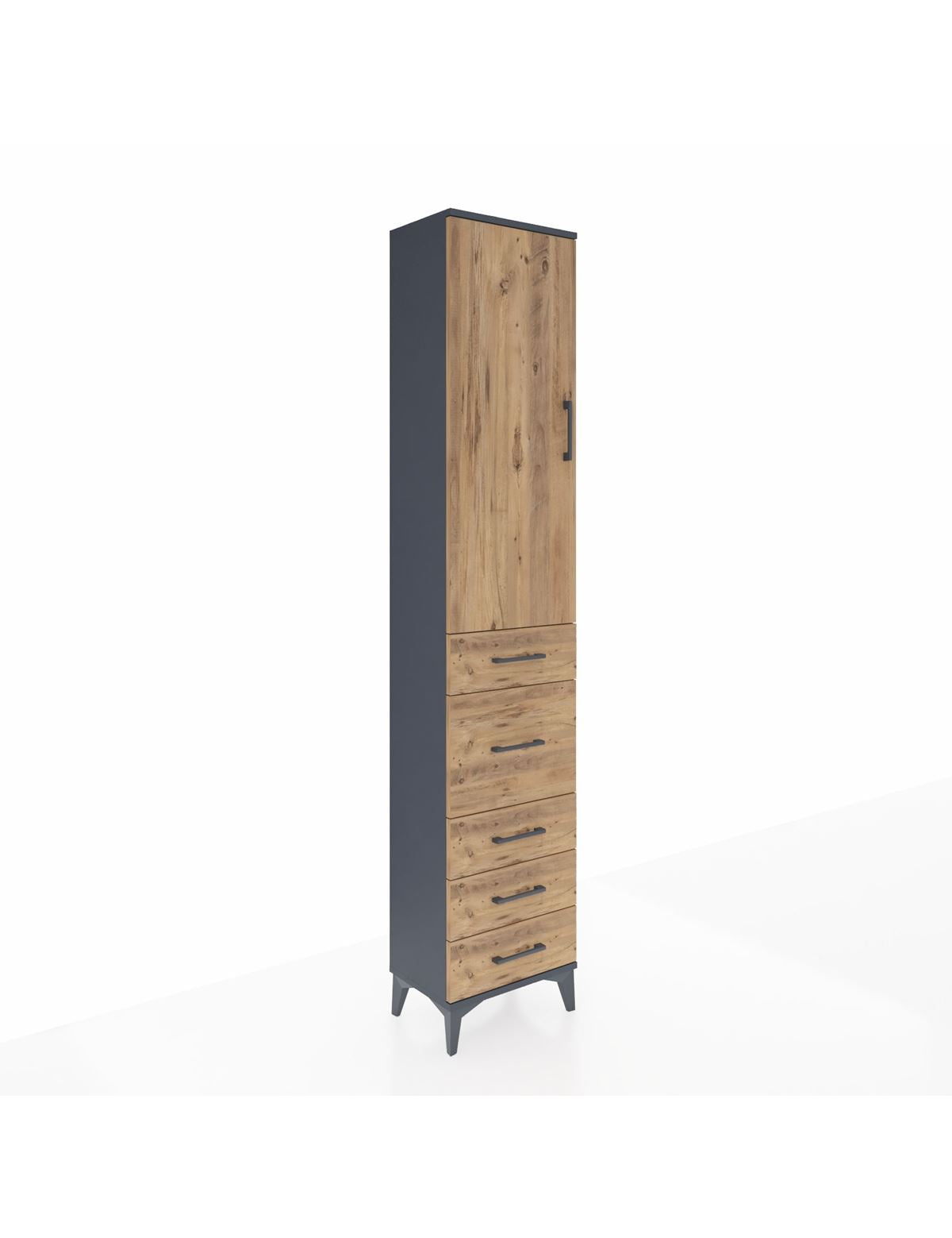 Arges Dolap 2 Raflı 5 Çekmeceli Tek Askılı 44x30x221 - S28M115V6A