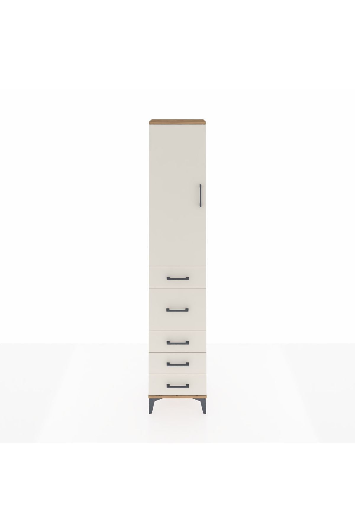 Arges Dolap 2 Raflı 5 Çekmeceli Tek Askılı 44x30x221 - S28M115V7A