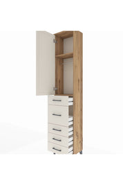 Arges Dolap 2 Raflı 5 Çekmeceli Tek Askılı 44x30x221 - S28M115V7A
