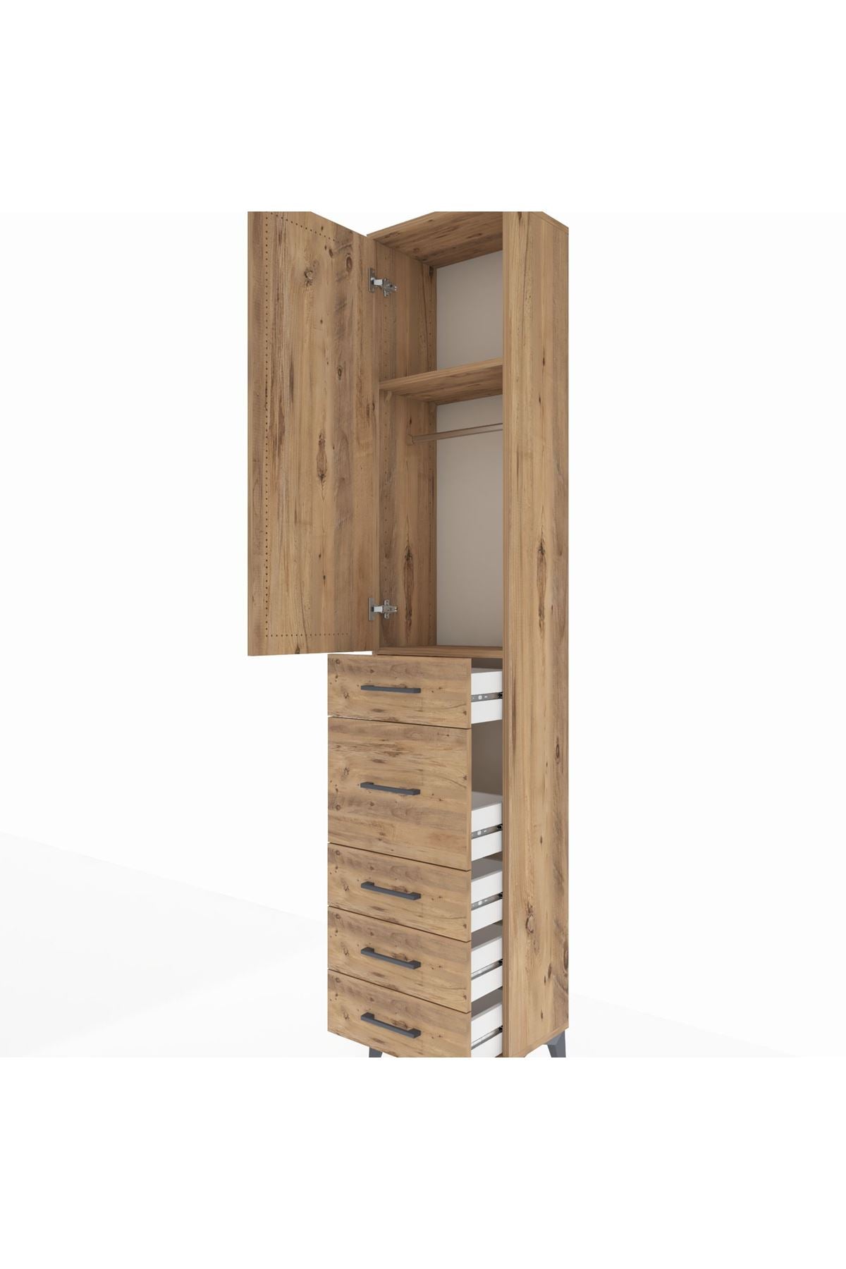 Arges Dolap 2 Raflı 5 Çekmeceli Tek Askılı 44x30x221 - S28M115V9A