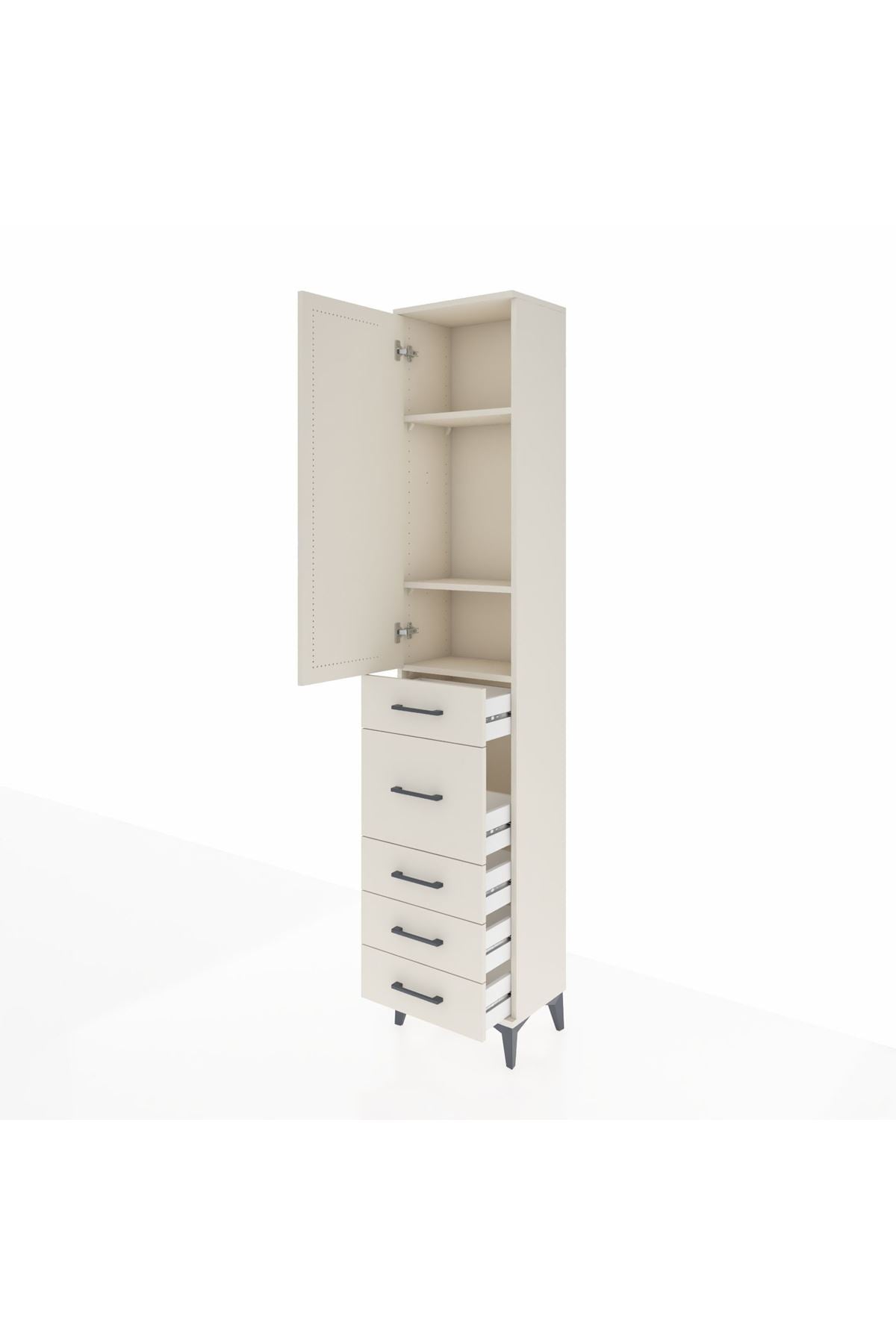Arges Dolap 3 Raflı 5 Çekmeceli Tek Kapaklı 44x30x221 - S28M116V1A