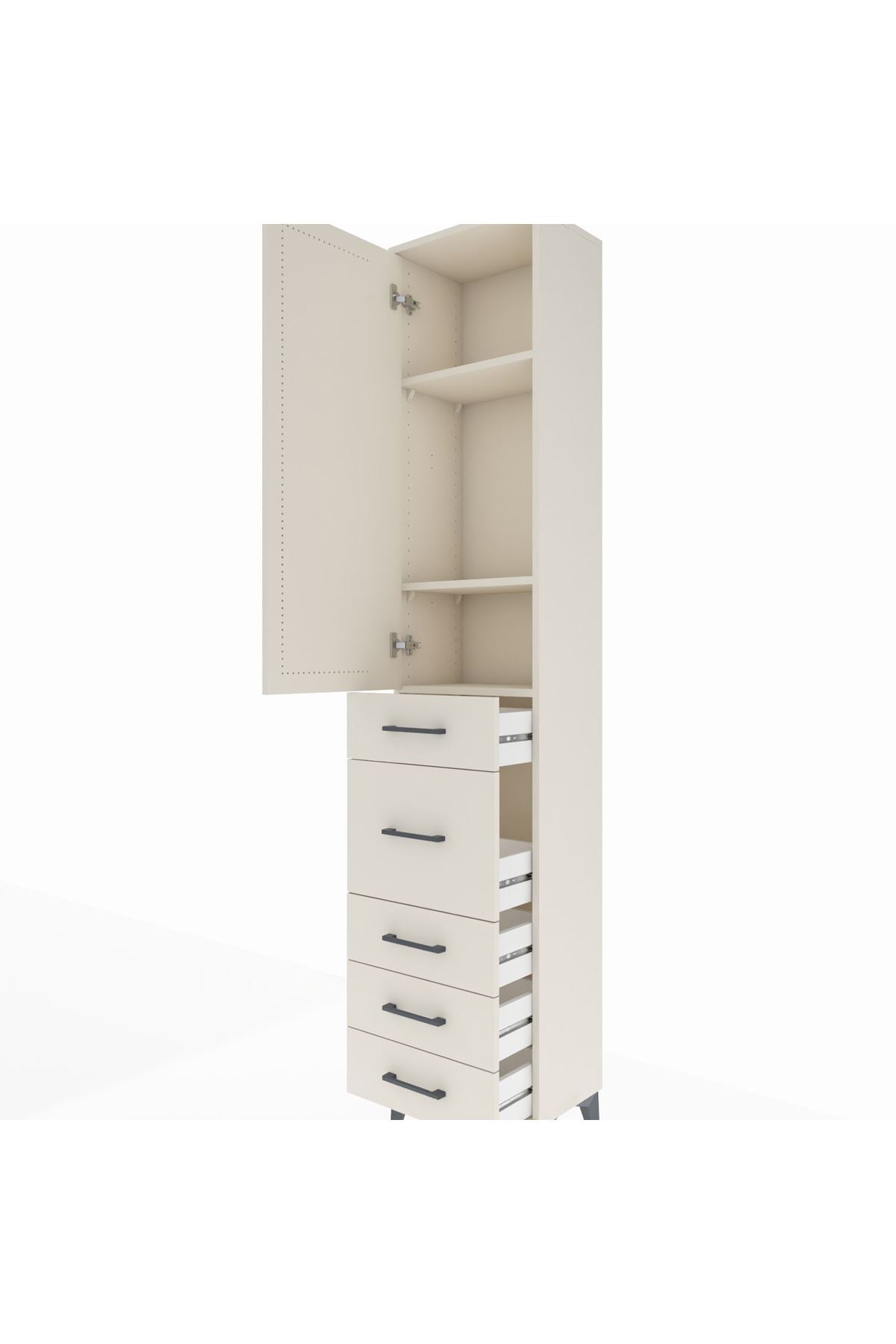 Arges Dolap 3 Raflı 5 Çekmeceli Tek Kapaklı 44x30x221 - S28M116V1A