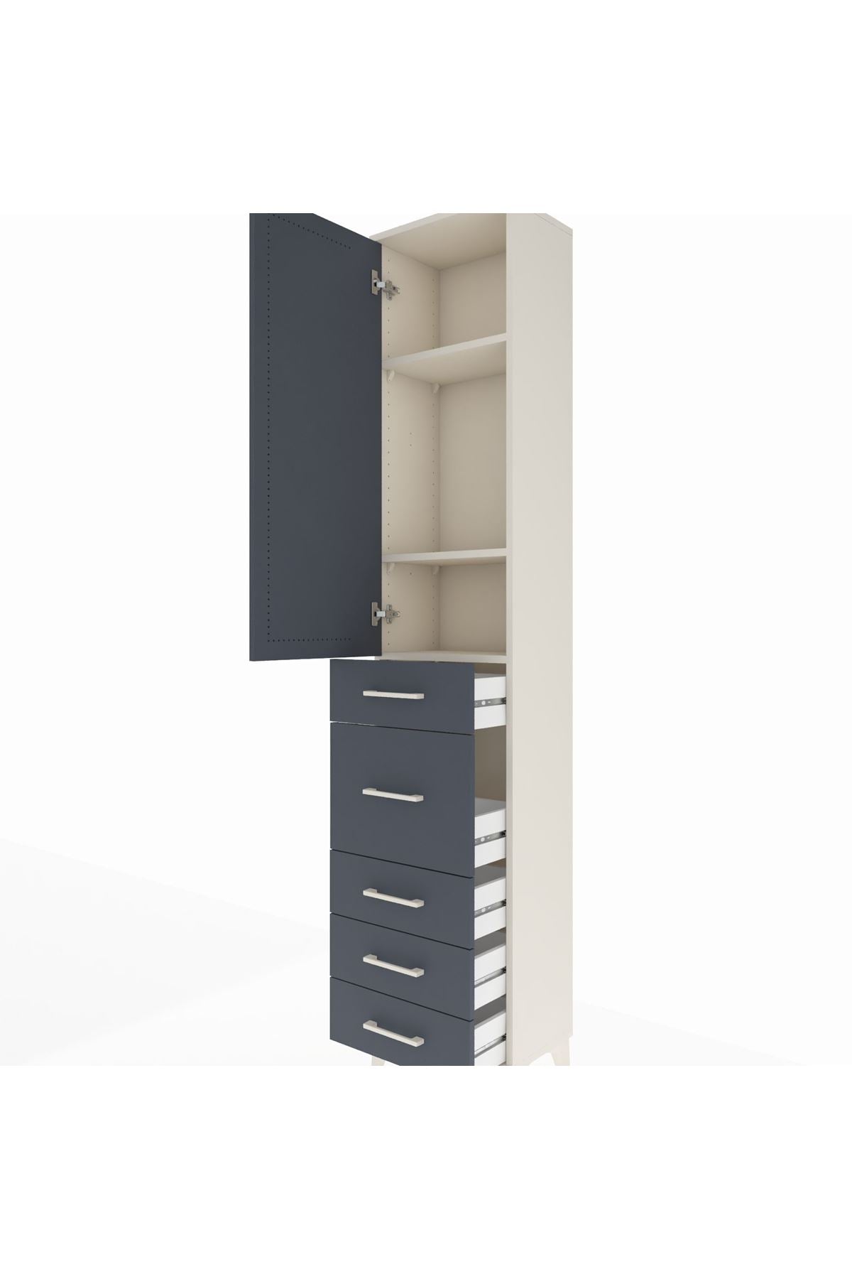 Arges Dolap 3 Raflı 5 Çekmeceli Tek Kapaklı 44x30x221 - S28M116V2A