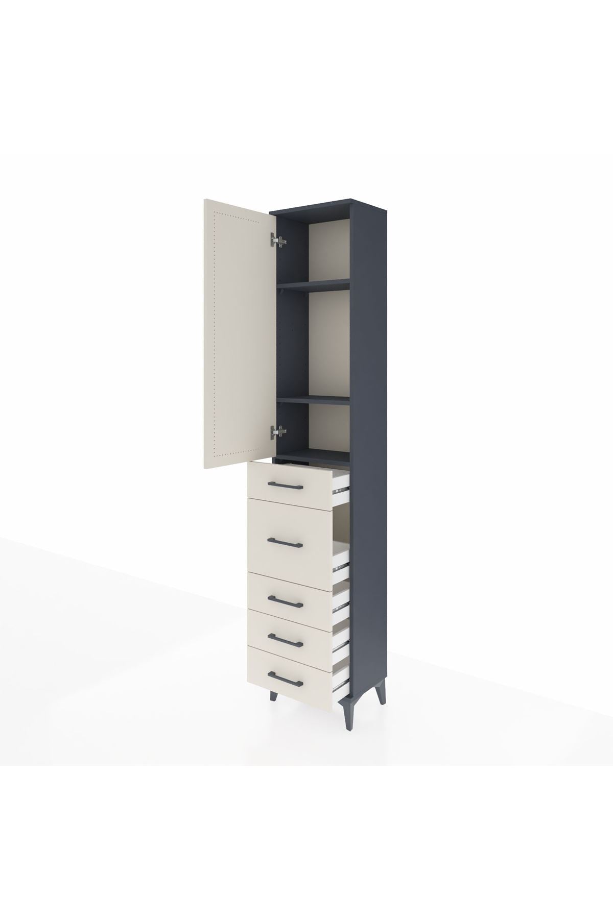 Arges Dolap 3 Raflı 5 Çekmeceli Tek Kapaklı 44x30x221 - S28M116V4A