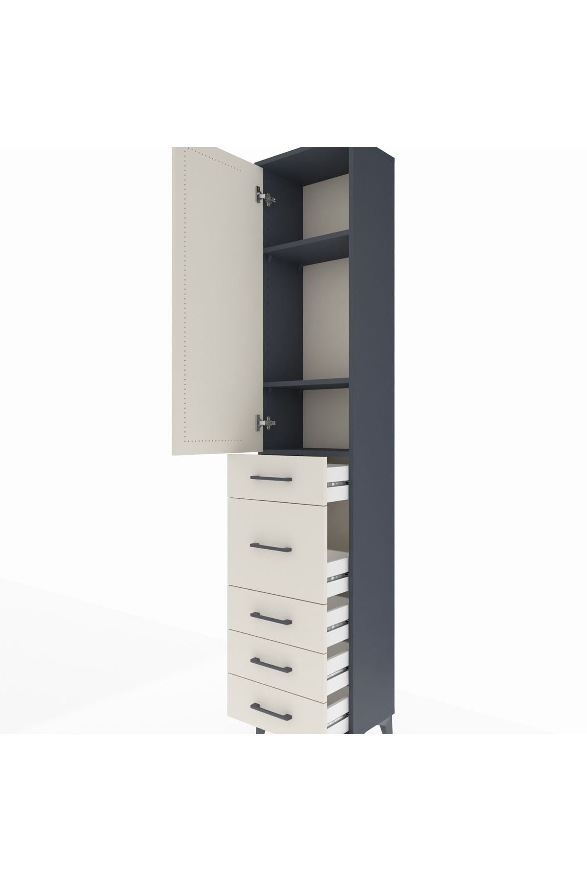 Arges Dolap 3 Raflı 5 Çekmeceli Tek Kapaklı 44x30x221 - S28M116V4A