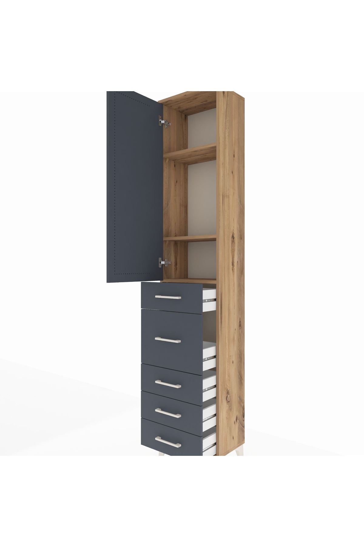 Arges Dolap 3 Raflı 5 Çekmeceli Tek Kapaklı 44x30x221 - S28M116V8A