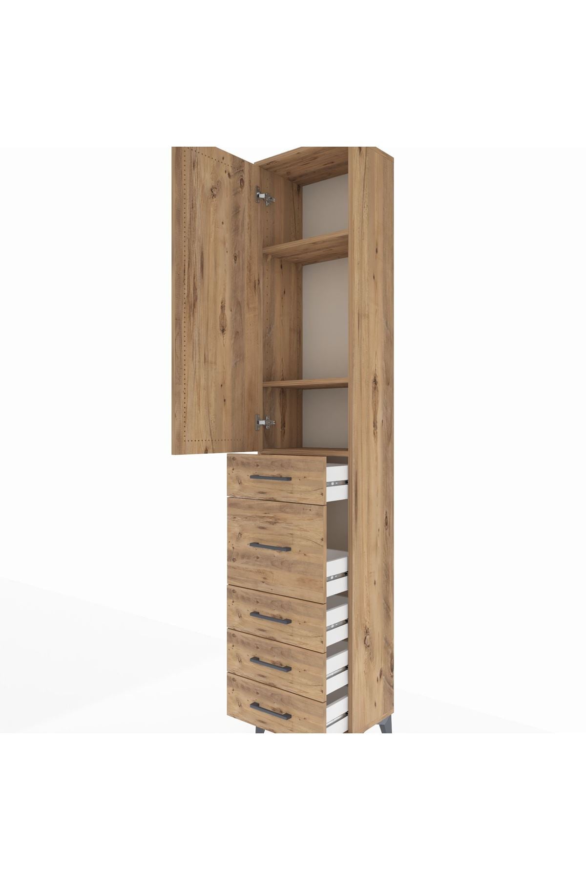 Arges Dolap 3 Raflı 5 Çekmeceli Tek Kapaklı 44x30x221 - S28M116V9A
