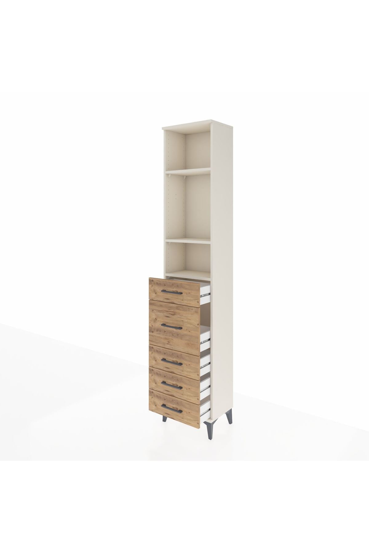 Arges Dolap 3 Raflı 5 Çekmeceli 44x30x221 - S28M117V3A