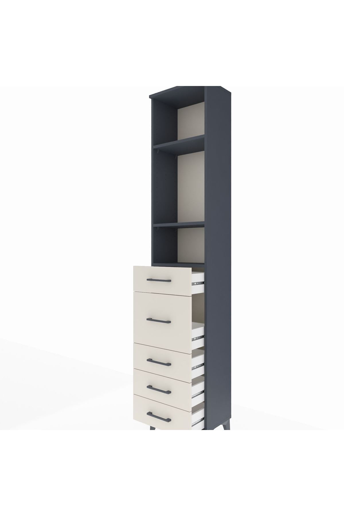 Arges Dolap 3 Raflı 5 Çekmeceli 44x30x221 - S28M117V4A