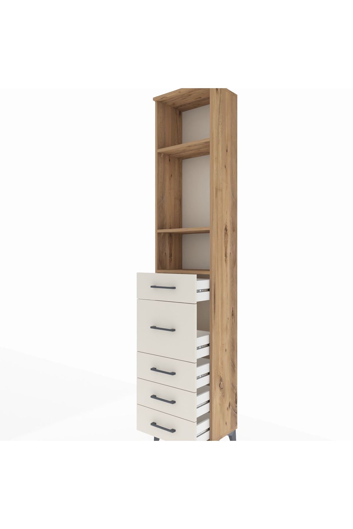 Arges Dolap 3 Raflı 5 Çekmeceli 44x30x221 - S28M117V7A
