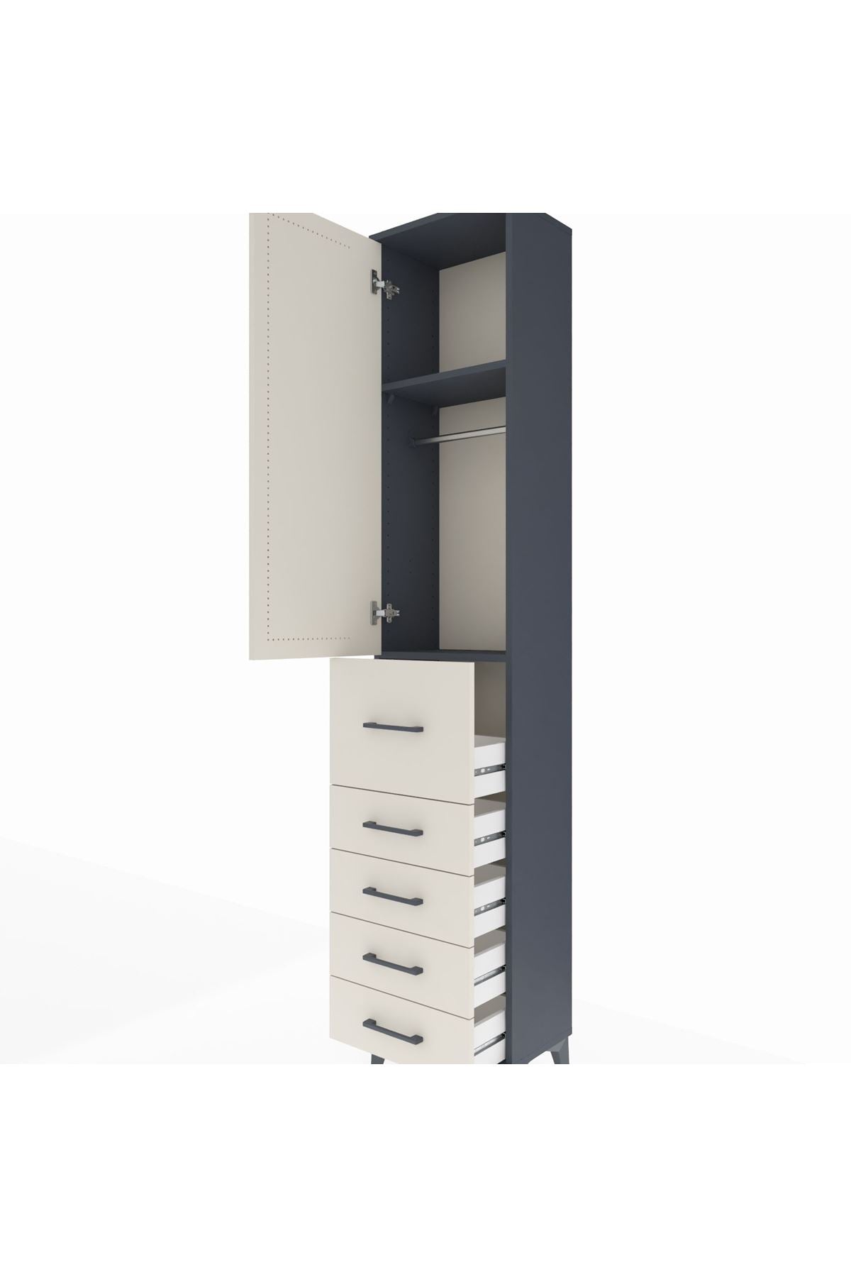 Arges Dolap 2 Raflı 5 Çekmeceli Tek Askılı 44x30x221 - S28M118V4A