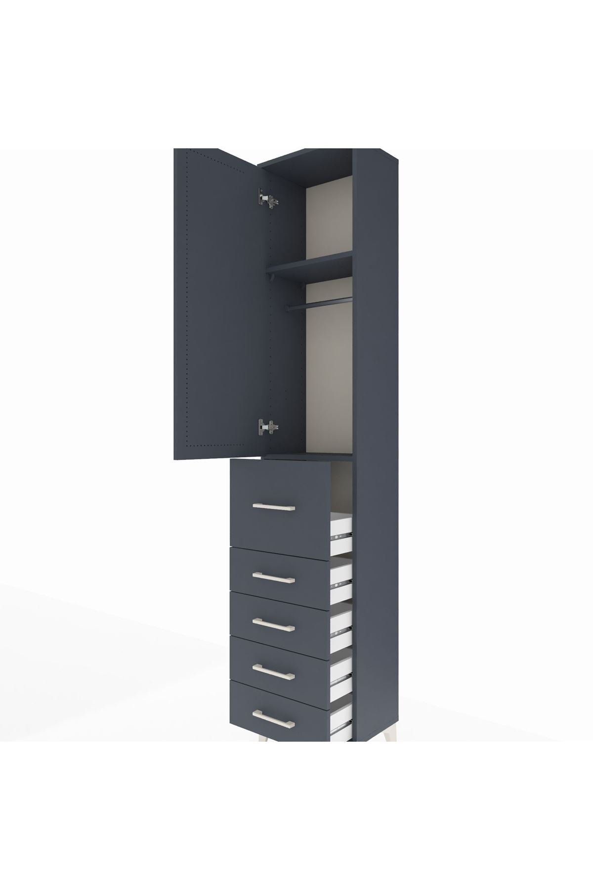 Arges Dolap 2 Raflı 5 Çekmeceli Tek Askılı 44x30x221 - S28M118V5A