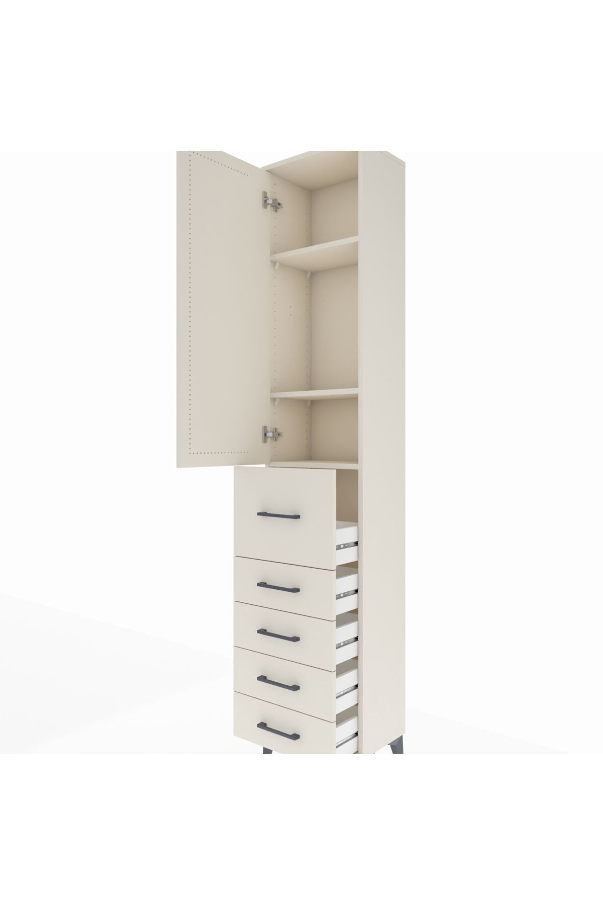 Arges Dolap 3 Raflı 5 Çekmeceli Tek Kapaklı 44x30x221 - S28M119V1A