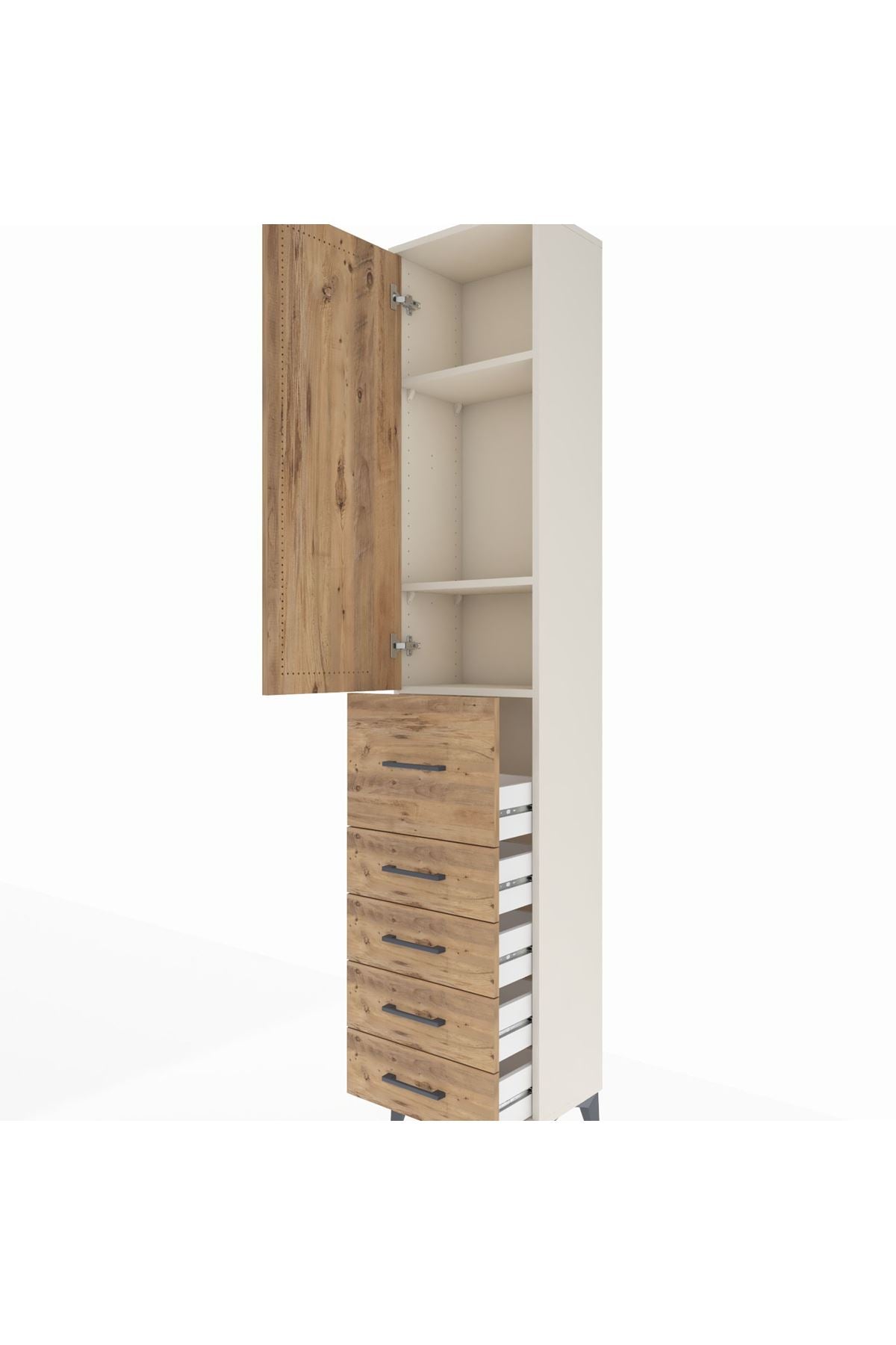 Arges Dolap 3 Raflı 5 Çekmeceli Tek Kapaklı 44x30x221 - S28M119V3A