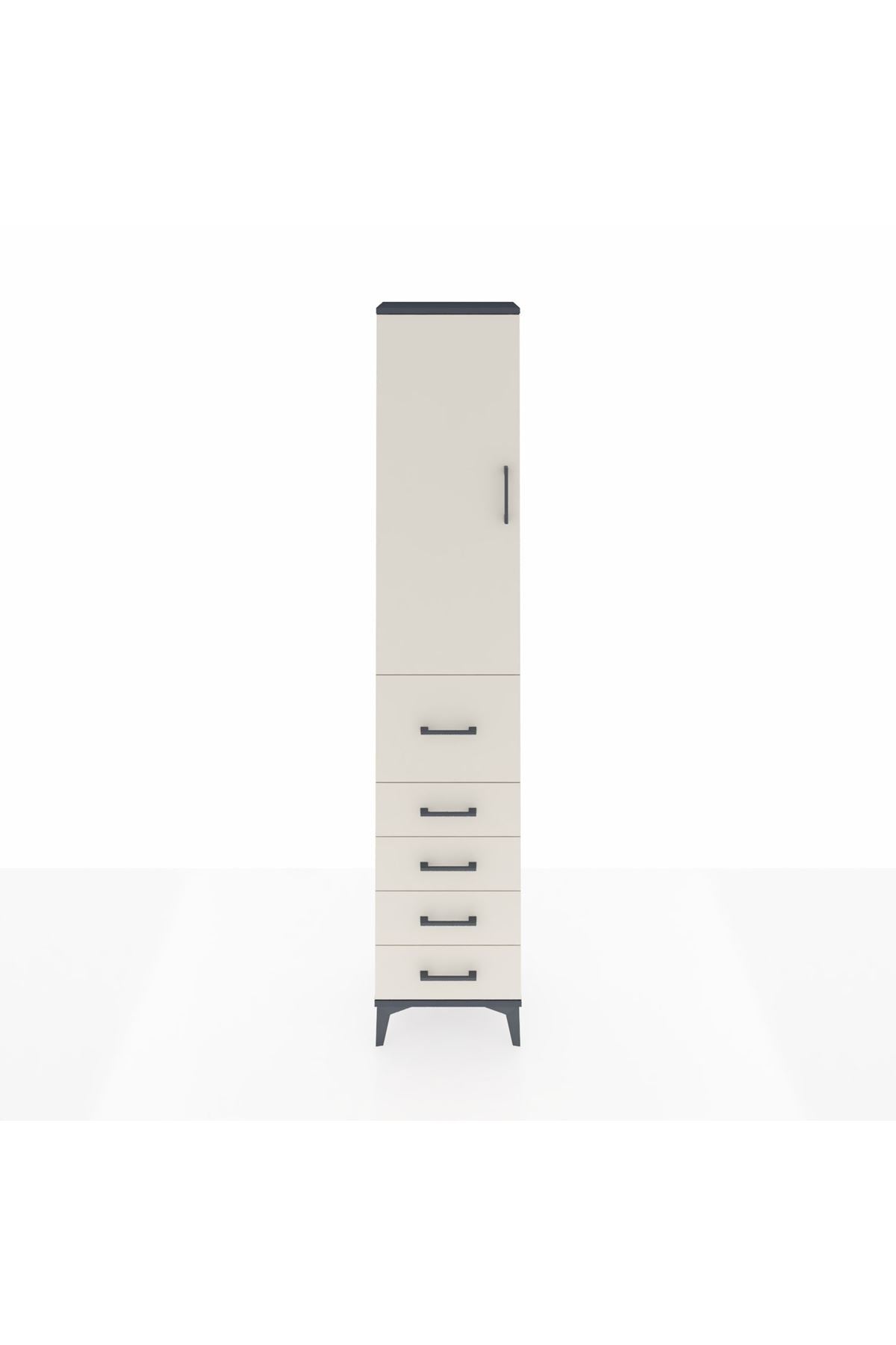 Arges Dolap 3 Raflı 5 Çekmeceli Tek Kapaklı 44x30x221 - S28M119V4A