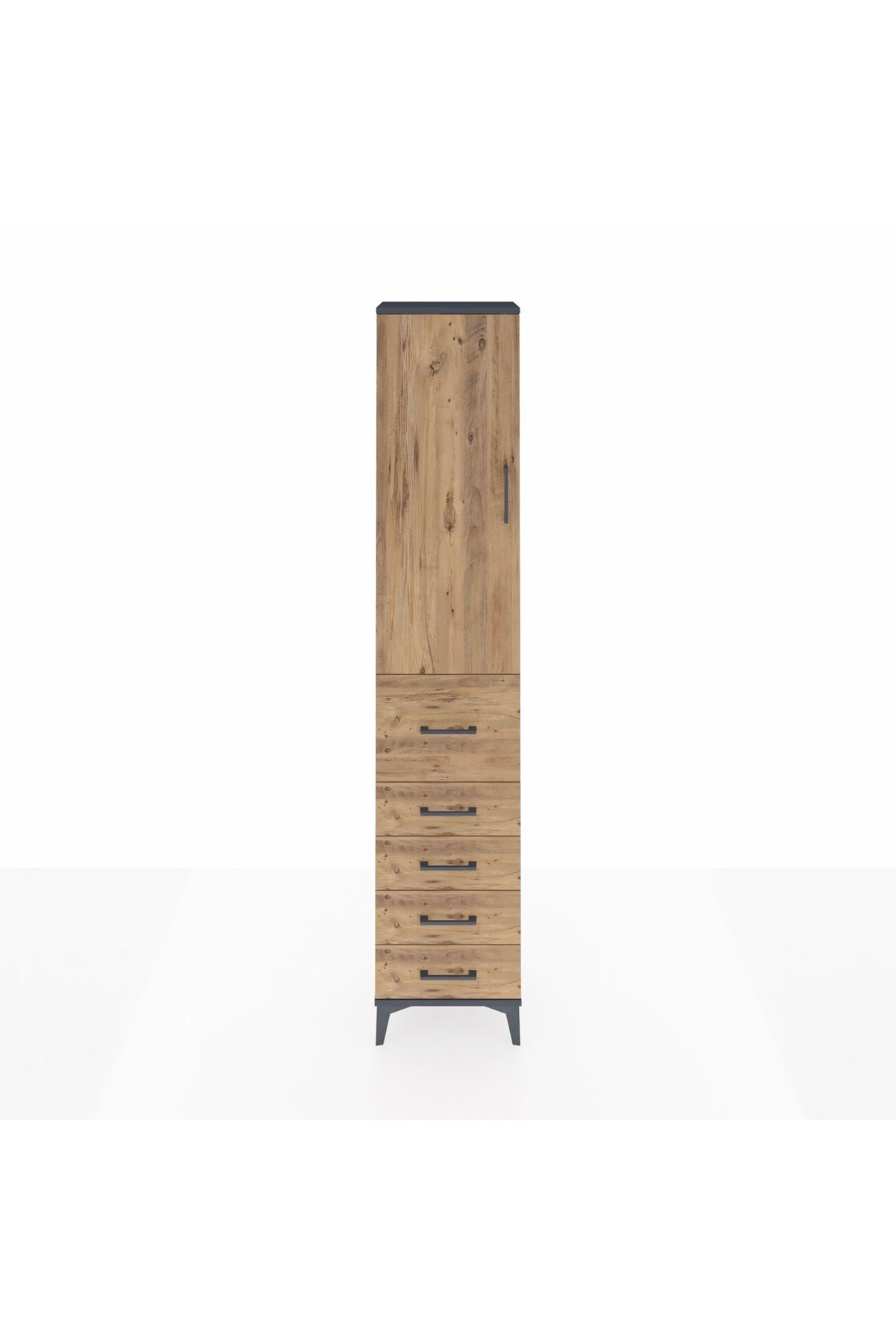 Arges Dolap 3 Raflı 5 Çekmeceli Tek Kapaklı 44x30x221 - S28M119V6A