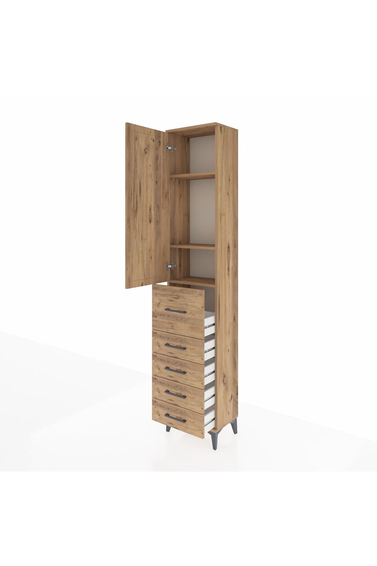 Arges Dolap 3 Raflı 5 Çekmeceli Tek Kapaklı 44x30x221 - S28M119V9A