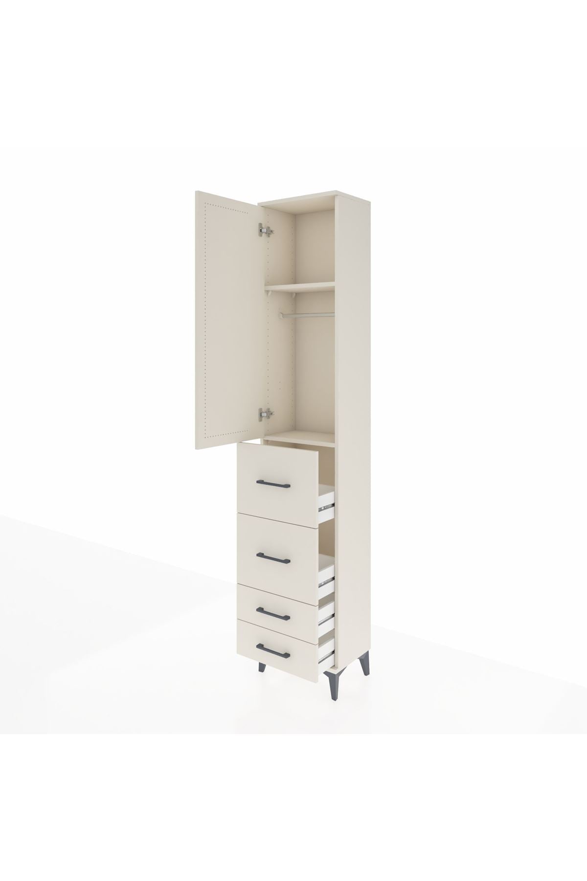 Arges Dolap 2 Raflı 4 Çekmeceli Tek Askılı 44x30x221 - S28M121V1A