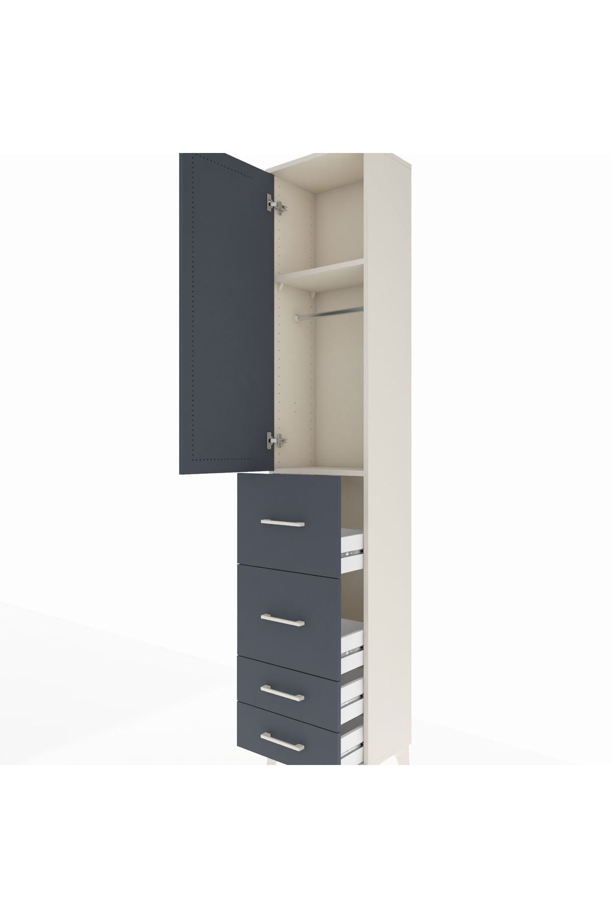 Arges Dolap 2 Raflı 4 Çekmeceli Tek Askılı 44x30x221 - S28M121V2A