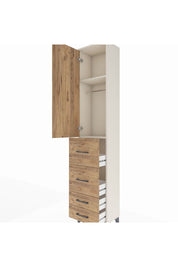 Arges Dolap 2 Raflı 4 Çekmeceli Tek Askılı 44x30x221 - S28M121V3A
