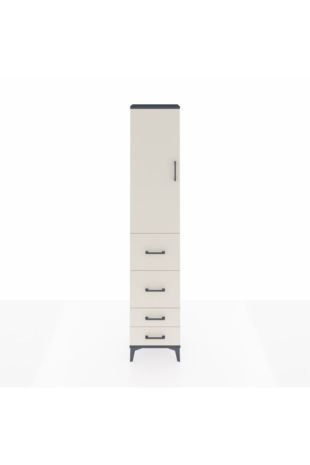 Arges Dolap 2 Raflı 4 Çekmeceli Tek Askılı 44x30x221 - S28M121V4A