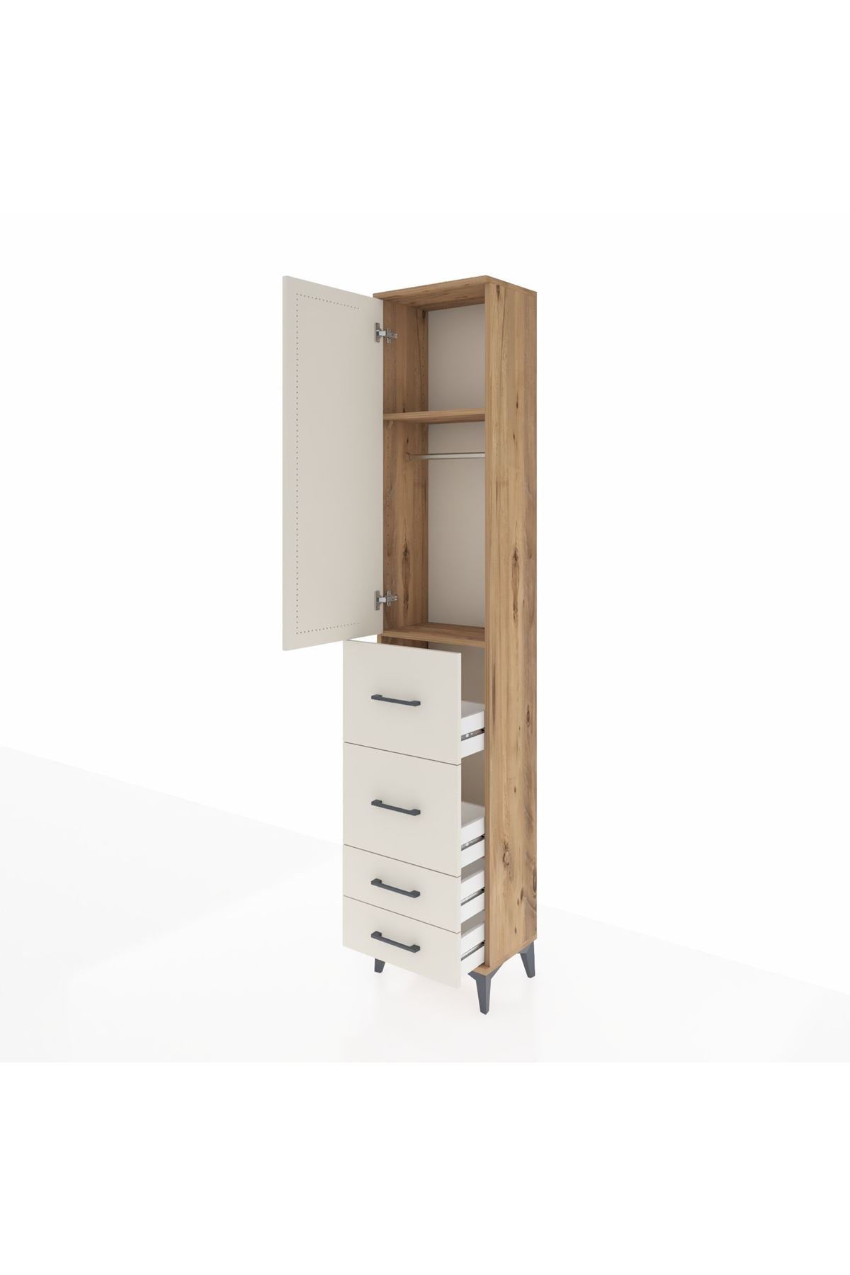 Arges Dolap 2 Raflı 4 Çekmeceli Tek Askılı 44x30x221 - S28M121V7A