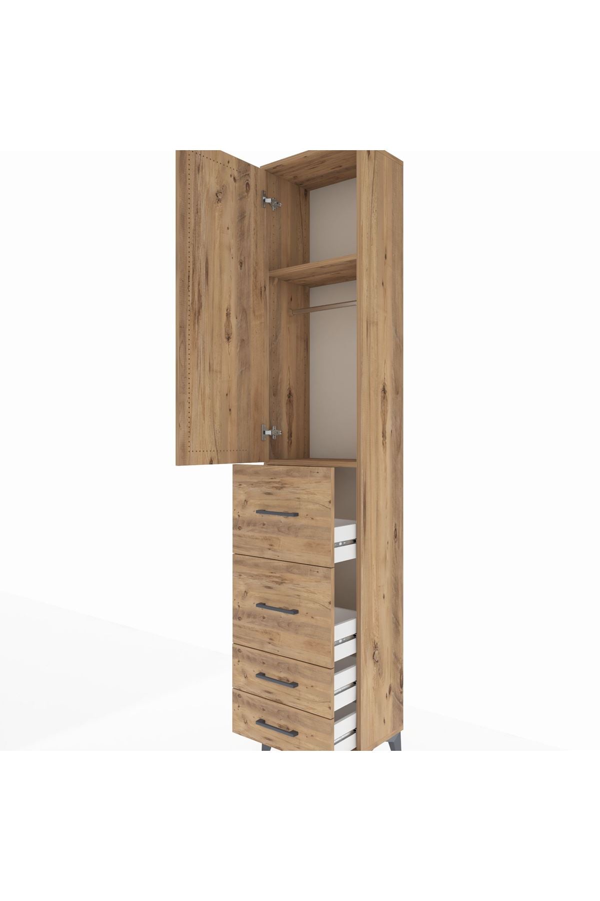 Arges Dolap 2 Raflı 4 Çekmeceli Tek Askılı 44x30x221 - S28M121V9A
