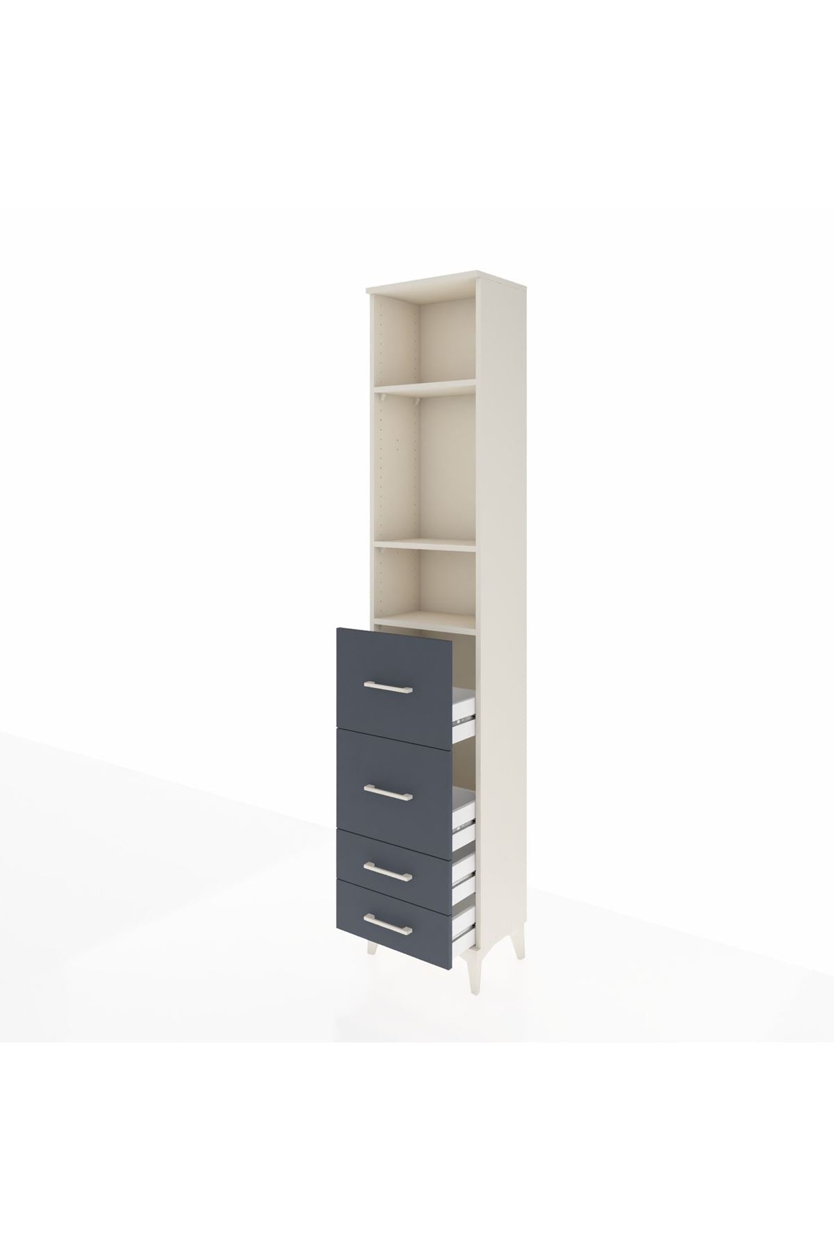 Arges Dolap 3 Raflı 4 Çekmeceli 44x30x221 - S28M123V2A