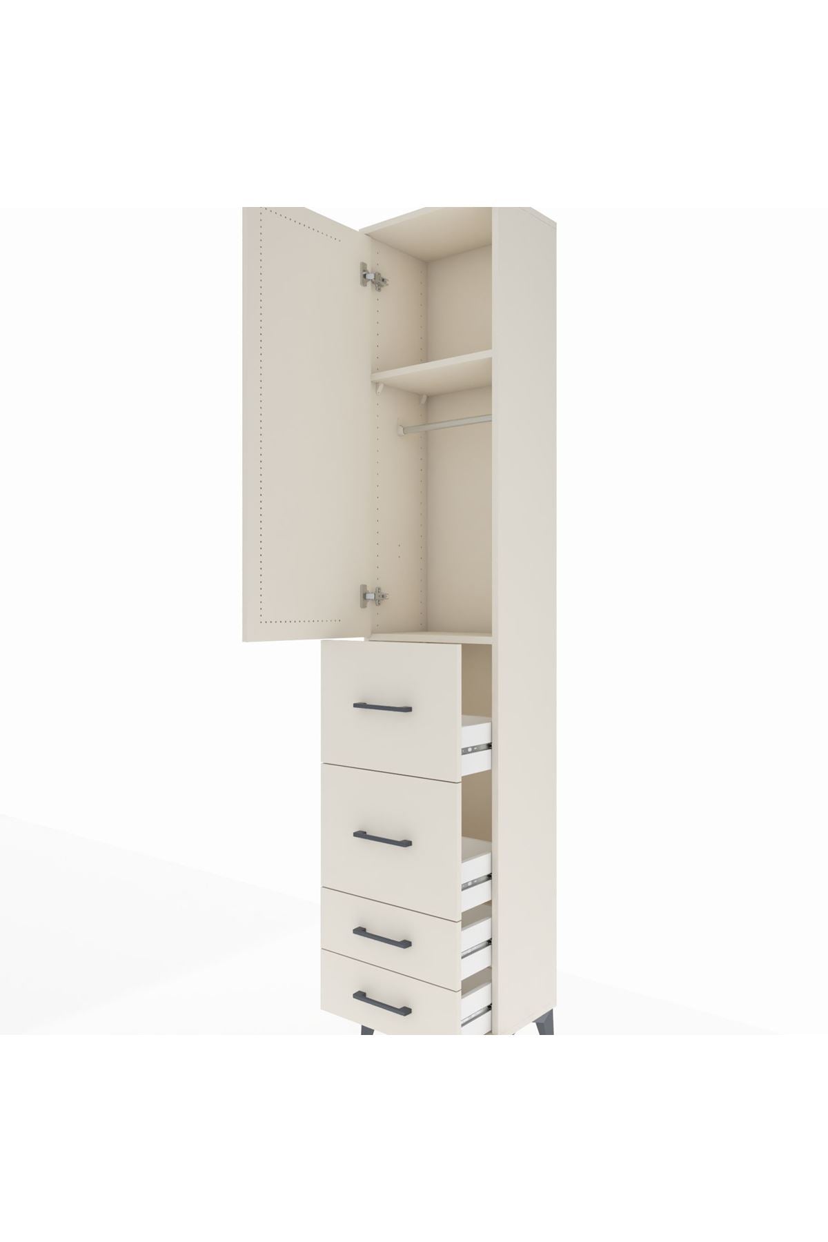 Arges Dolap 2 Raflı 4 Çekmeceli Tek Askılı 44x30x221 - S28M124V1A