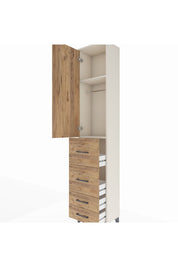 Arges Dolap 2 Raflı 4 Çekmeceli Tek Askılı 44x30x221 - S28M124V3A