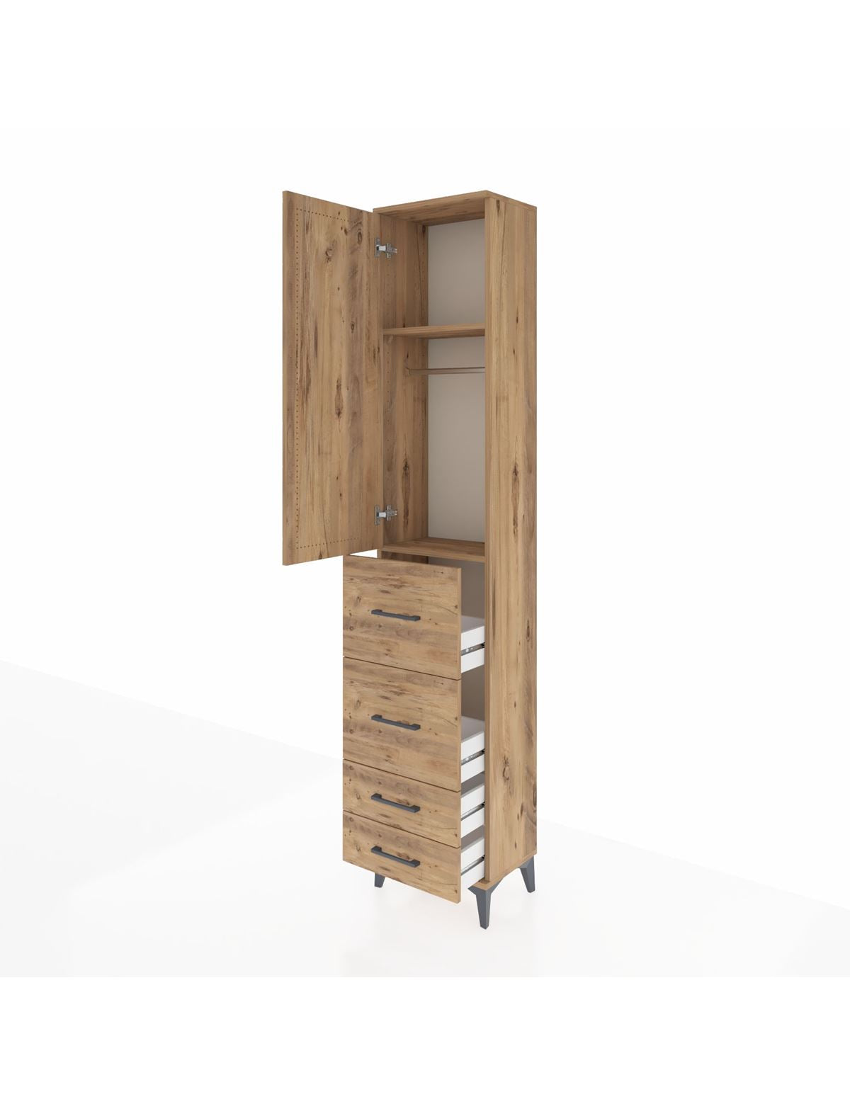 Arges Dolap 2 Raflı 4 Çekmeceli Tek Askılı 44x30x221 - S28M124V9A