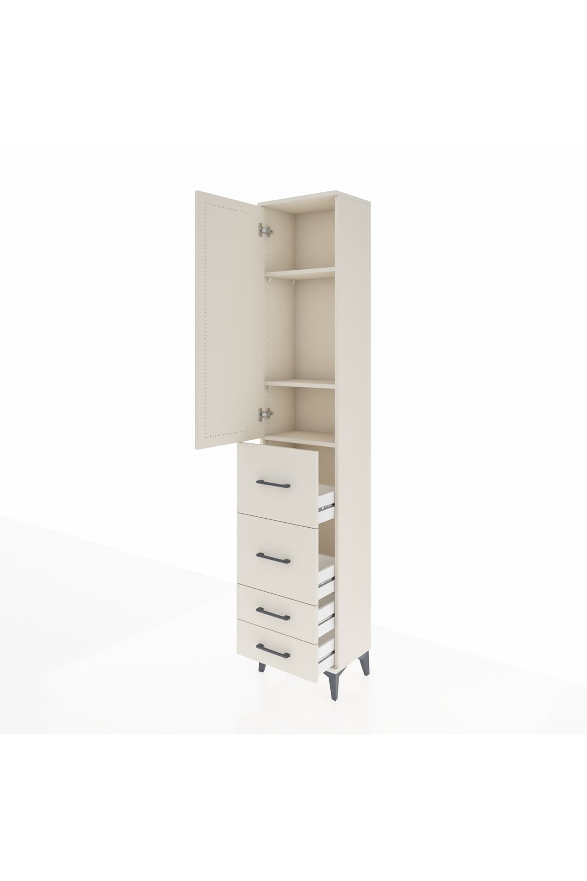 Arges Dolap 3 Raflı 4 Çekmeceli Tek Kapaklı 44x30x221 - S28M125V1A
