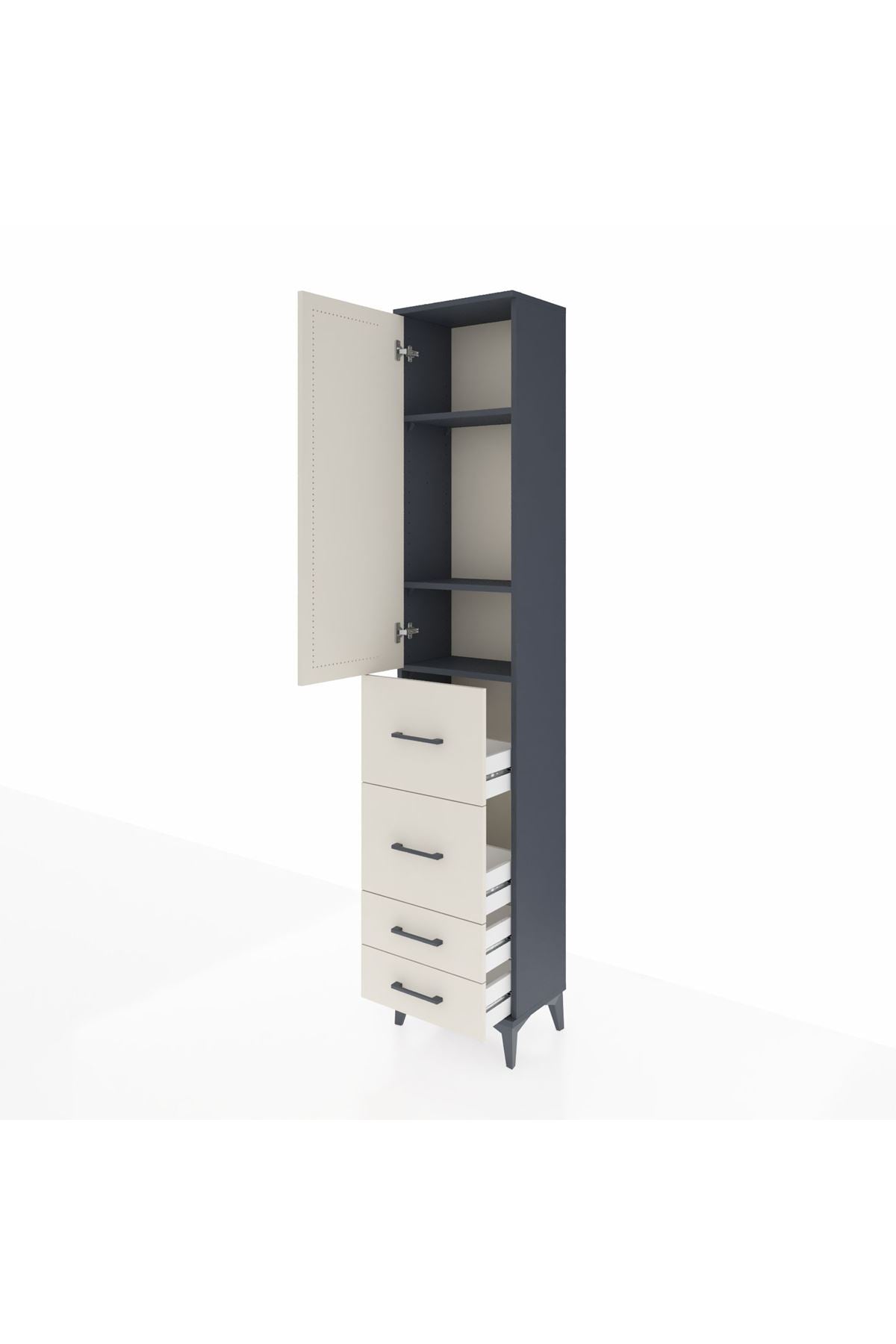 Arges Dolap 3 Raflı 4 Çekmeceli Tek Kapaklı 44x30x221 - S28M125V4A