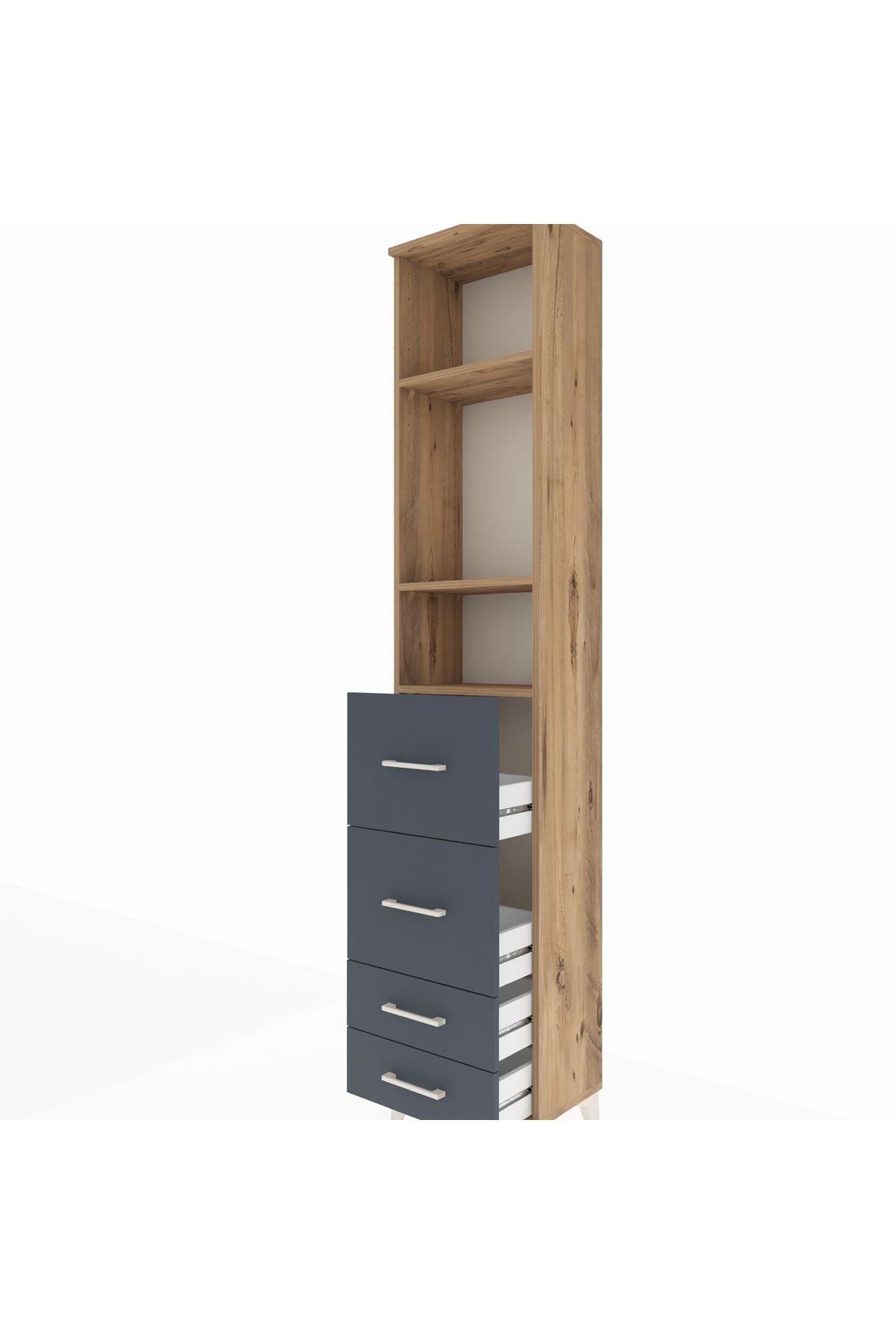 Arges Dolap 3 Raflı 4 Çekmeceli 44x30x221 - S28M126V8A