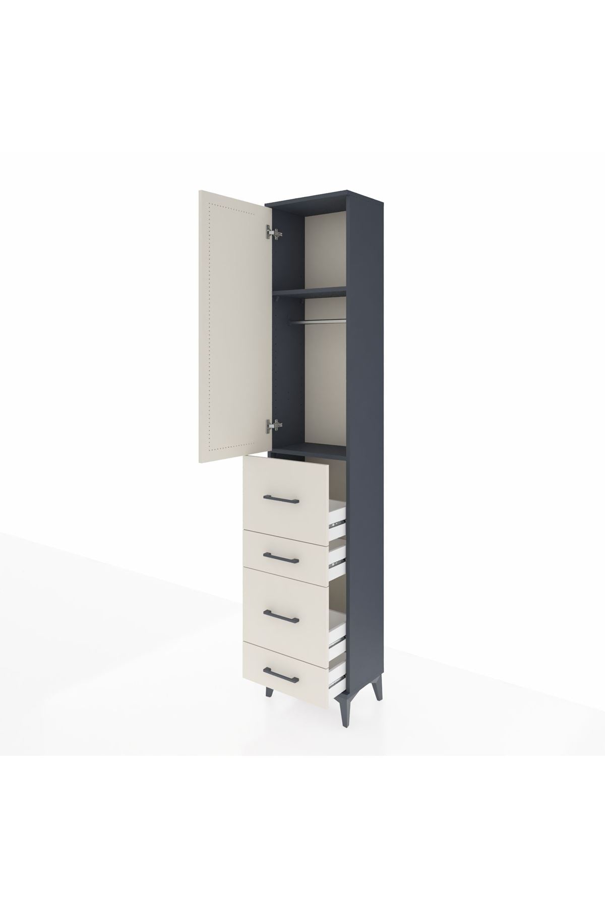 Arges Dolap 2 Raflı 4 Çekmeceli Tek Askılı 44x30x221 - S28M127V4A