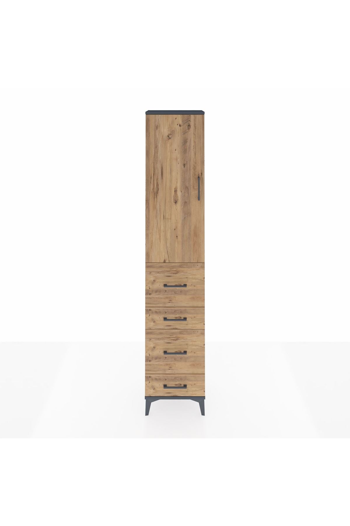 Arges Dolap 2 Raflı 4 Çekmeceli Tek Askılı 44x30x221 - S28M127V6A