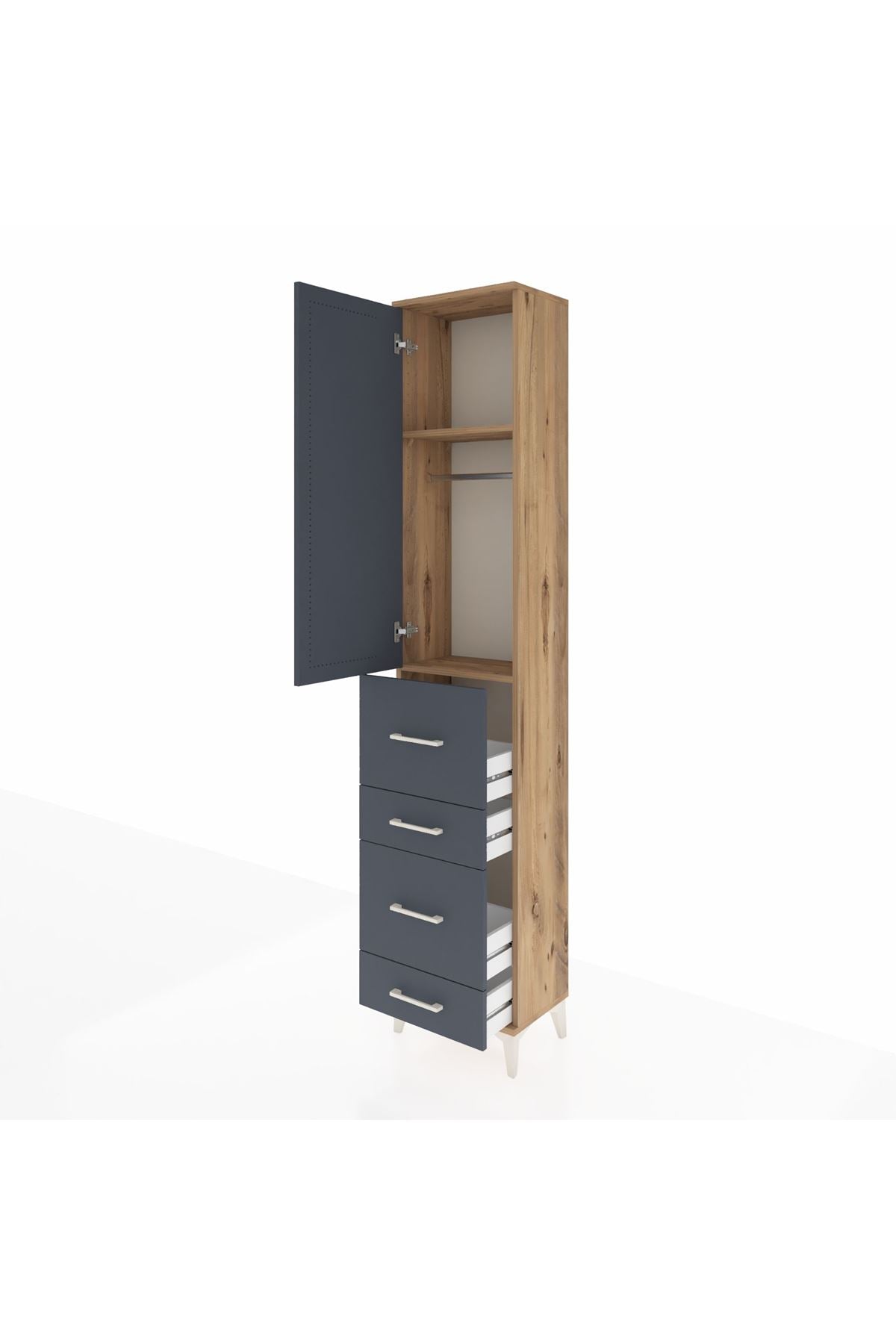 Arges Dolap 2 Raflı 4 Çekmeceli Tek Askılı 44x30x221 - S28M127V8A