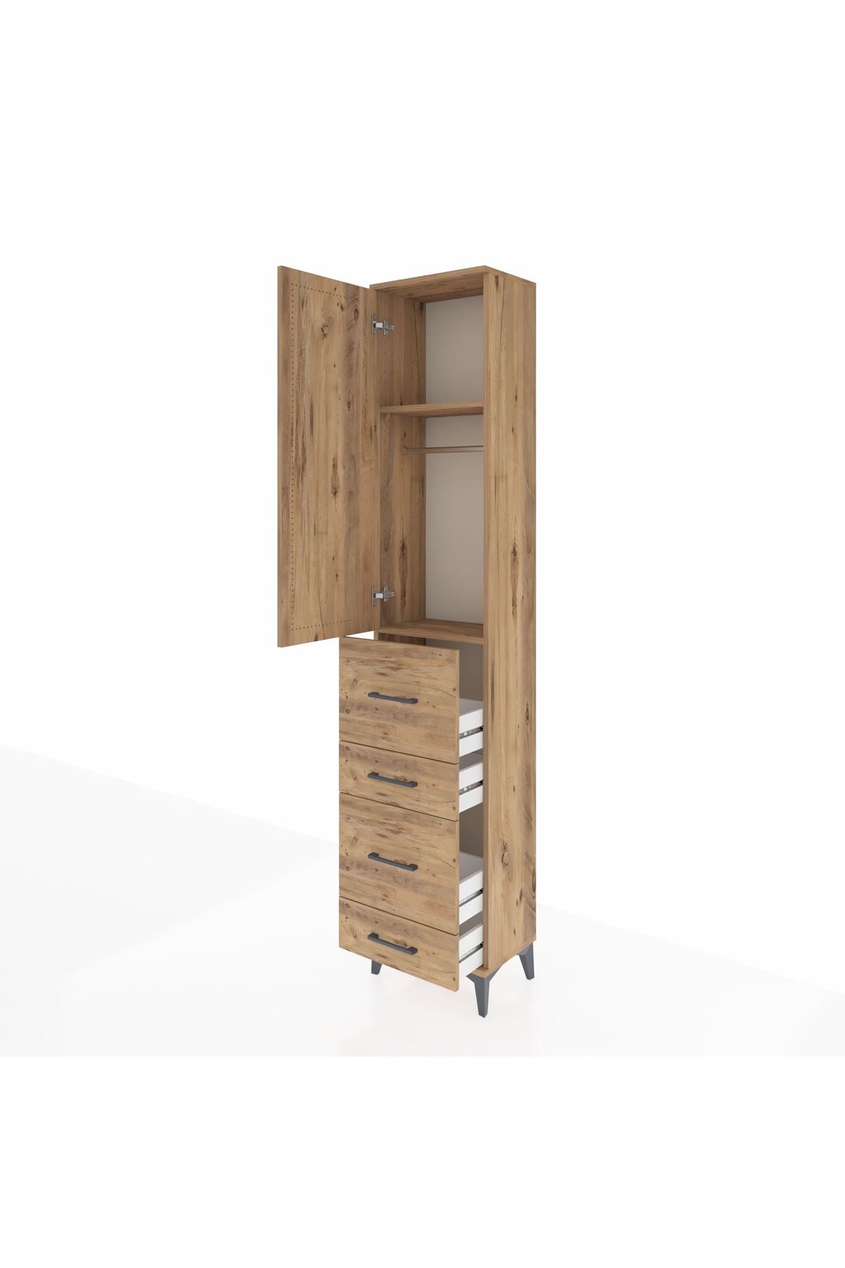 Arges Dolap 2 Raflı 4 Çekmeceli Tek Askılı 44x30x221 - S28M127V9A