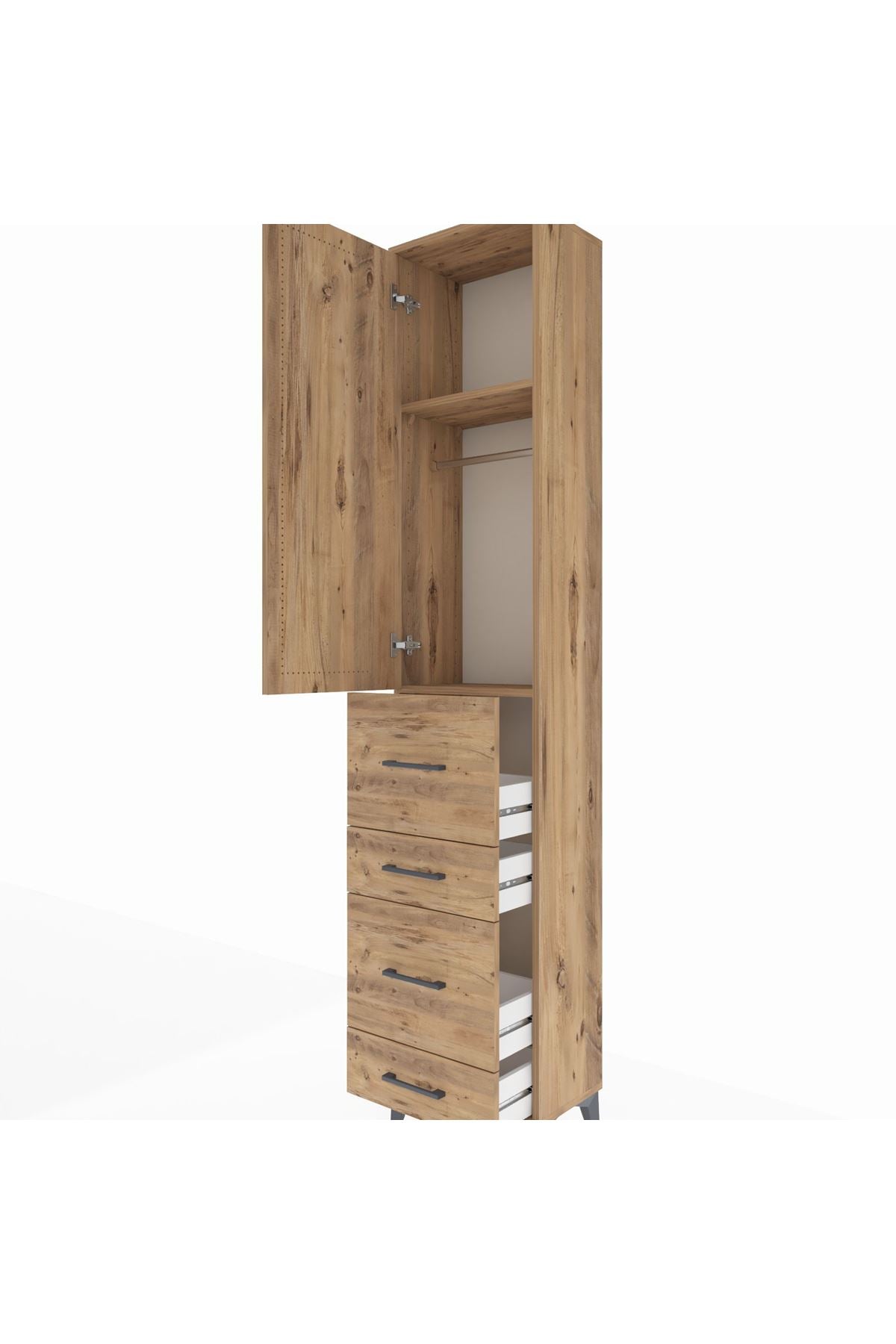 Arges Dolap 2 Raflı 4 Çekmeceli Tek Askılı 44x30x221 - S28M127V9A