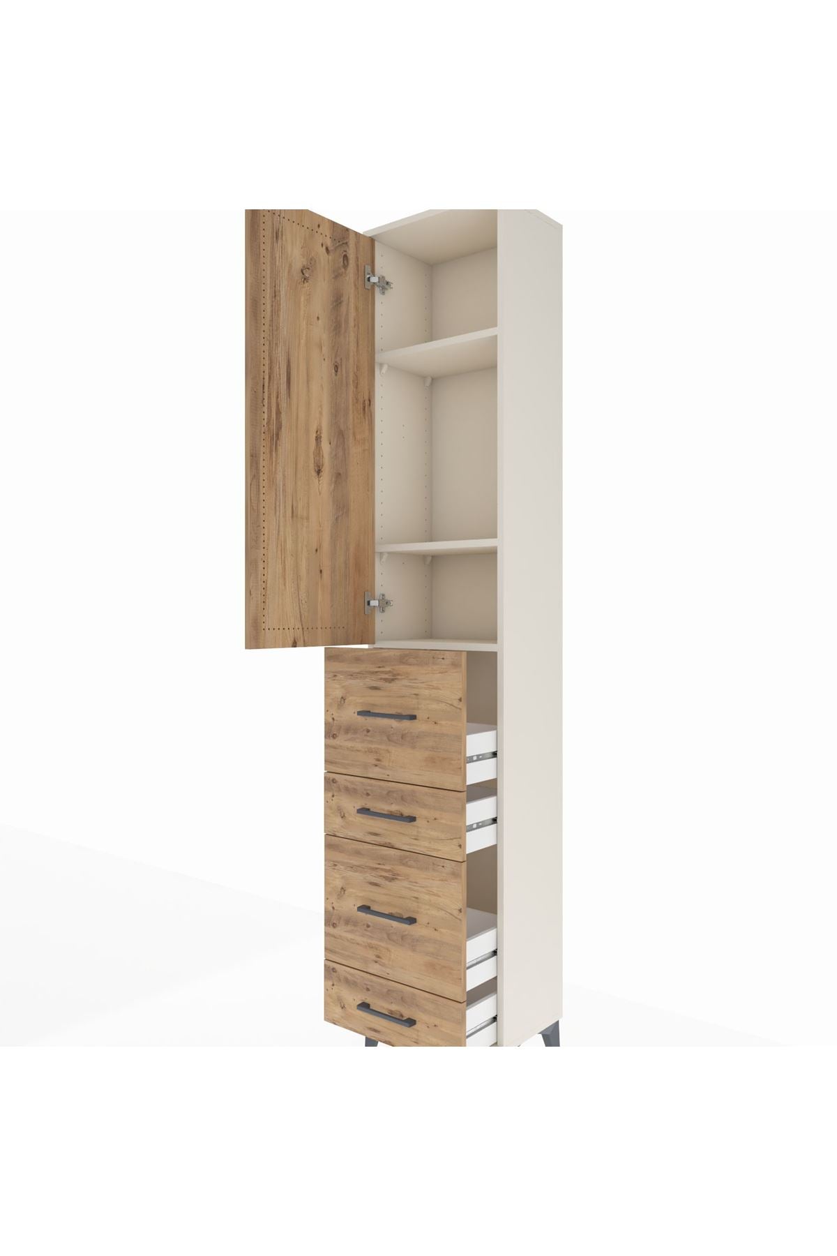 Arges Dolap 3 Raflı 4 Çekmeceli Tek Kapaklı 44x30x221 - S28M128V3A