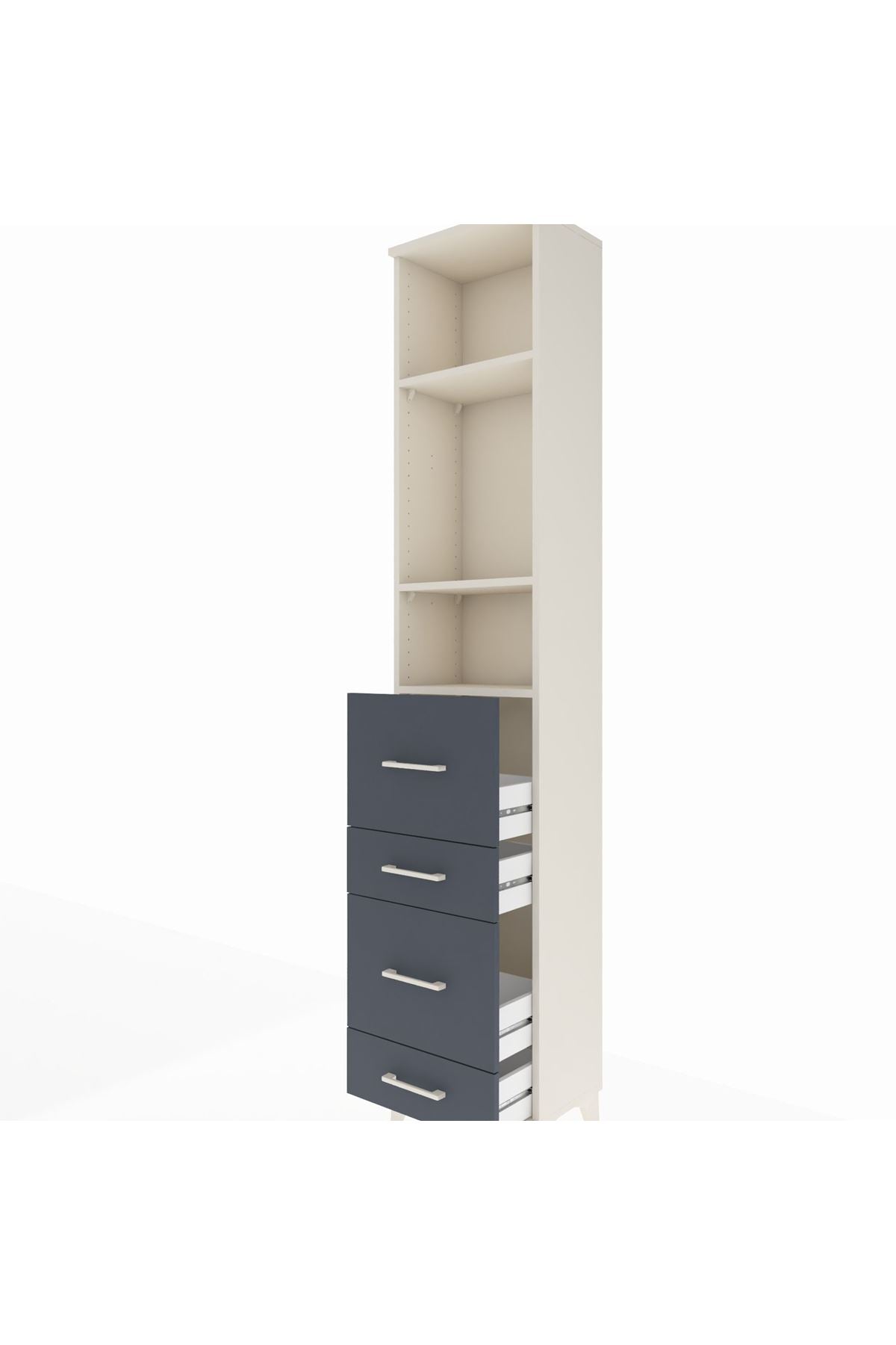 Arges Dolap 3 Raflı 4 Çekmeceli 44x30x221 - S28M129V2A