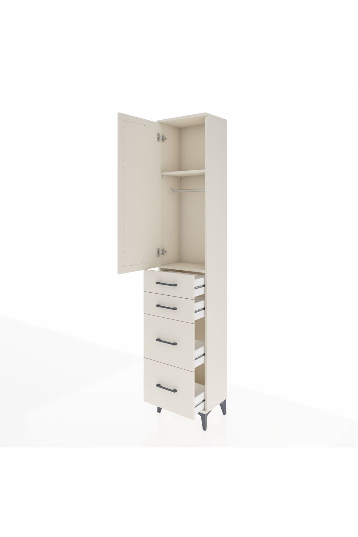 Arges Dolap 2 Raflı 4 Çekmeceli Tek Askılı 44x30x221 - S28M130V1A